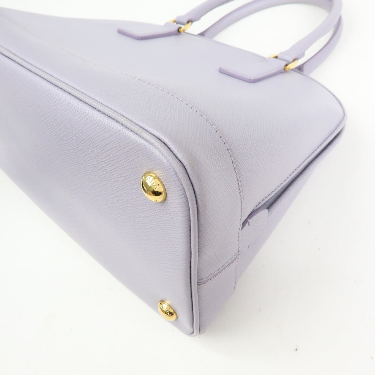Prada Open Promenade Saffiano Leather Purple Leather Handbag (Pre-Owned)