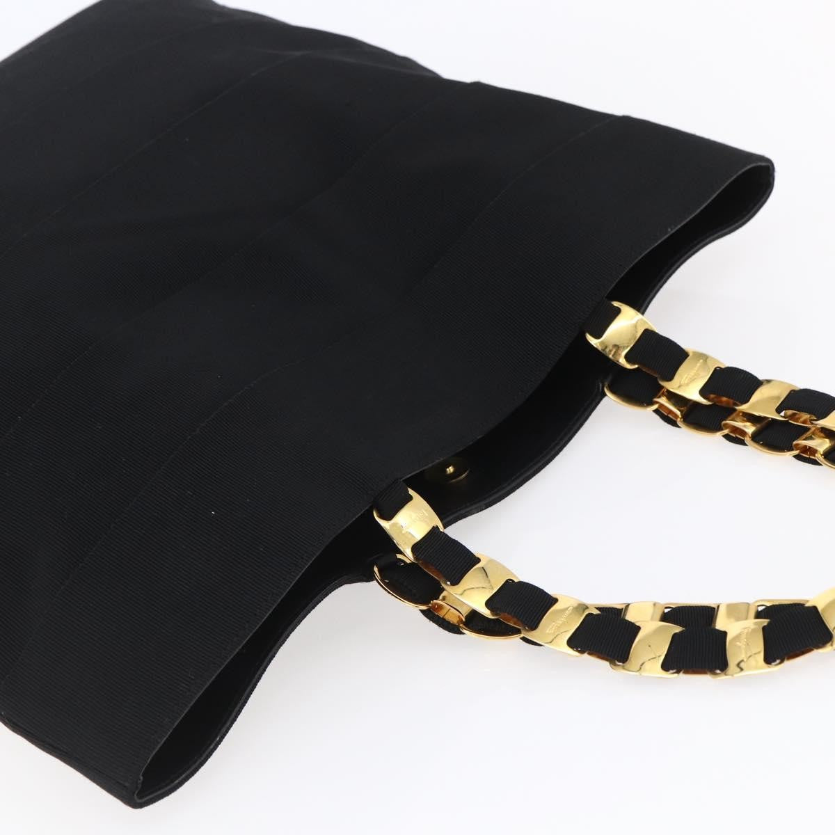 Salvatore Ferragamo Vala Tote Canvas Black Canvas Tote Bag Bag (Pre-Owned)