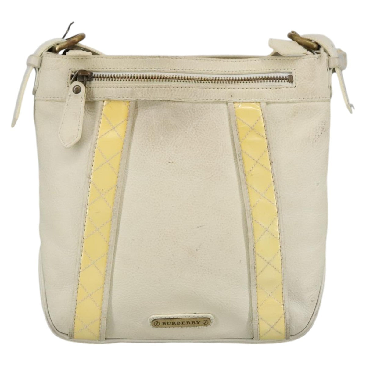 Burberry Vintage Leather White Leather Shoulder Bag Bag (Pre-Owned)