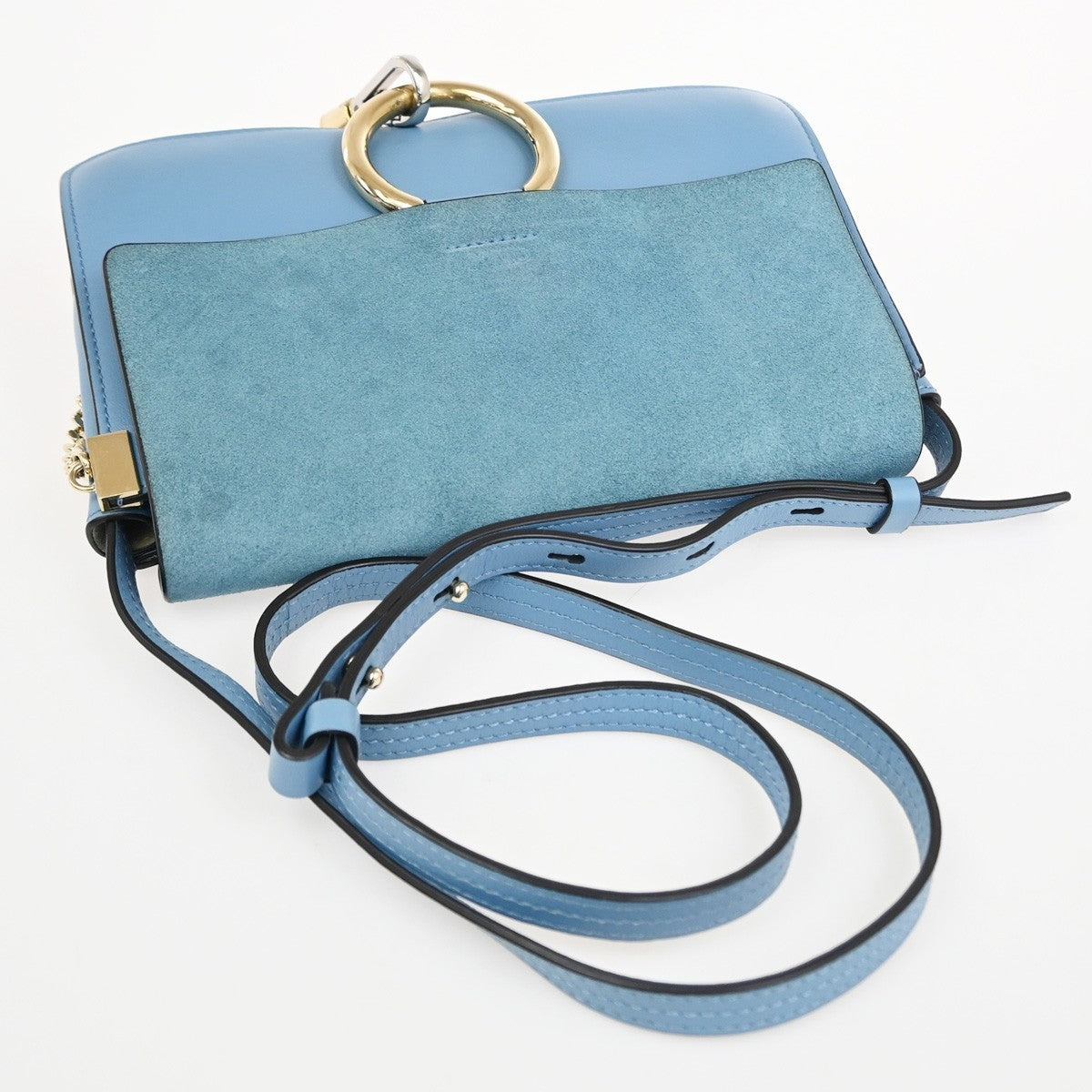 Chloe Faye Leather And Suede Blue Leather Shoulder Bag Bag (Pre-Owned)