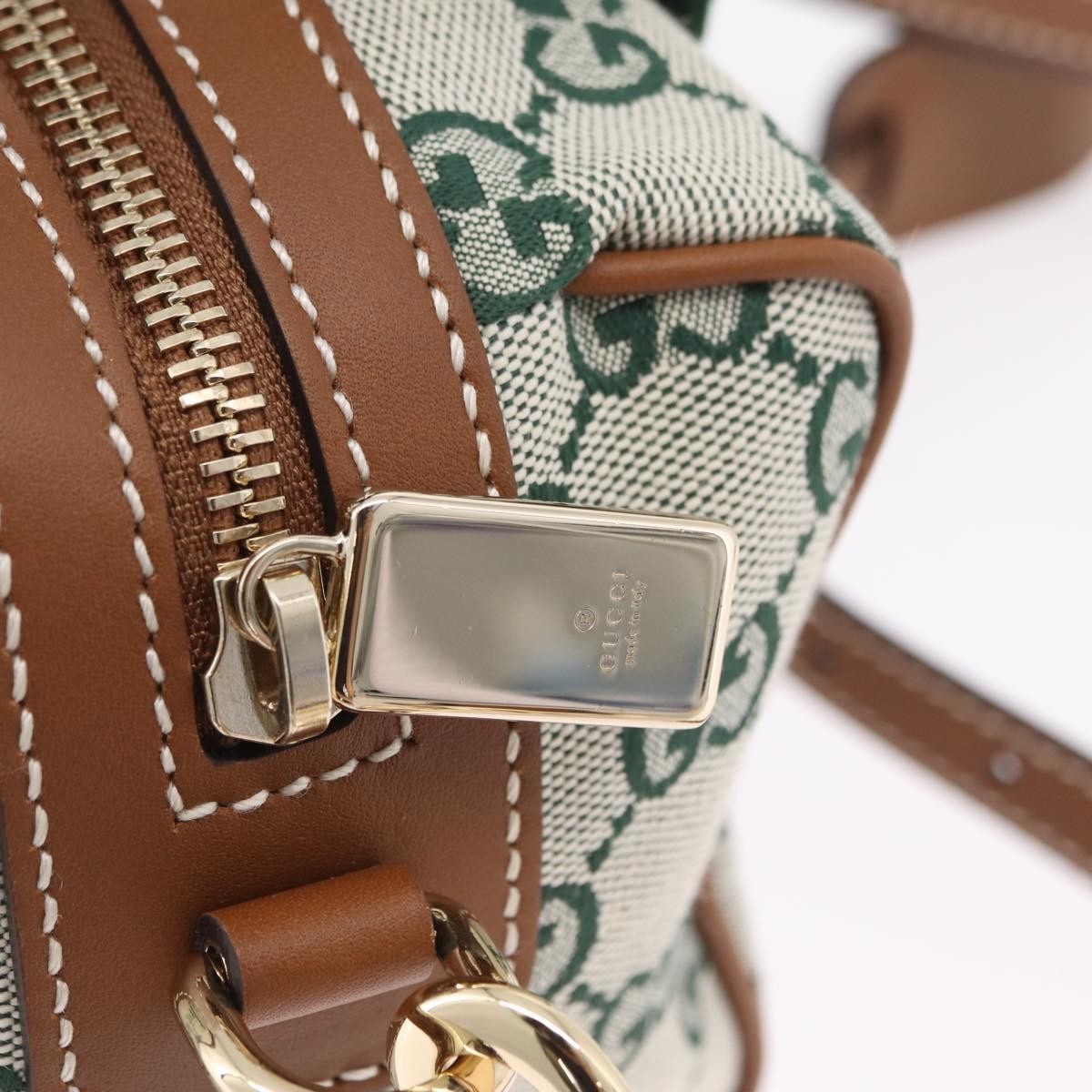 Gucci Web Boston Gg Canvas Green Canvas Handbag (Pre-Owned)