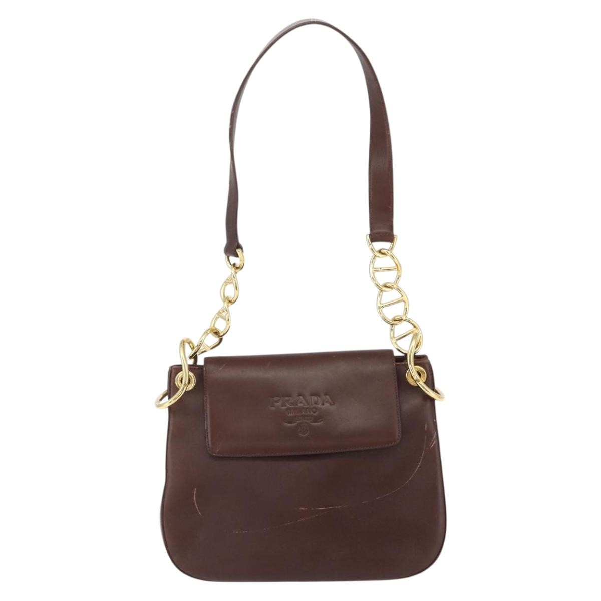 Prada Vintage Leather Brown Leather Shoulder Bag Bag (Pre-Owned)