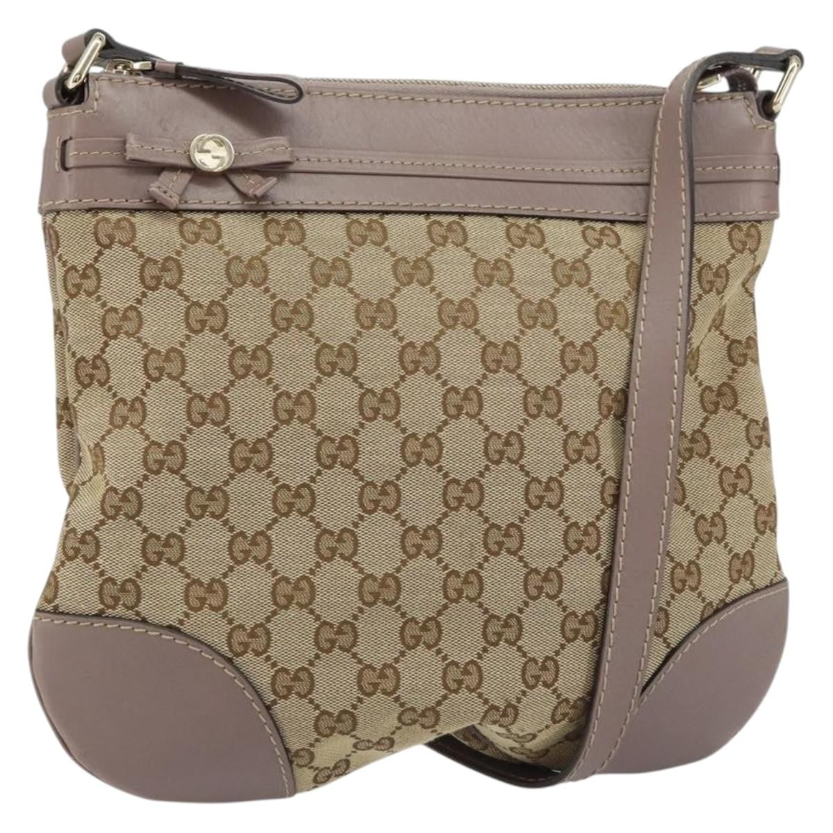 Gucci Mayfair Messenger Gg Canvas And Leather Beige Canvas Shoulder Bag Bag (Pre-Owned)