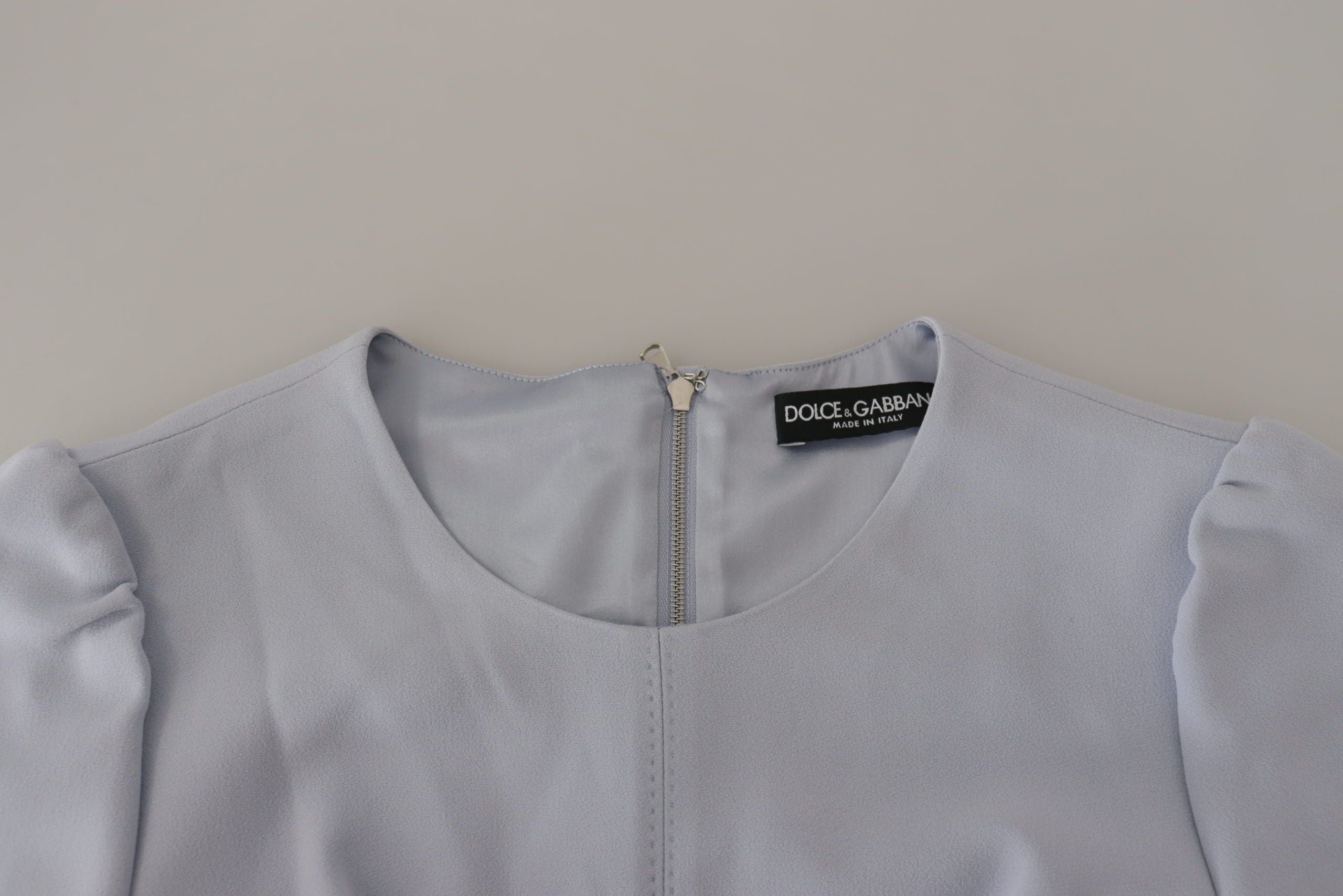 Dolce & Gabbana Blue Floral Applique Midi Viscose Women's Dress