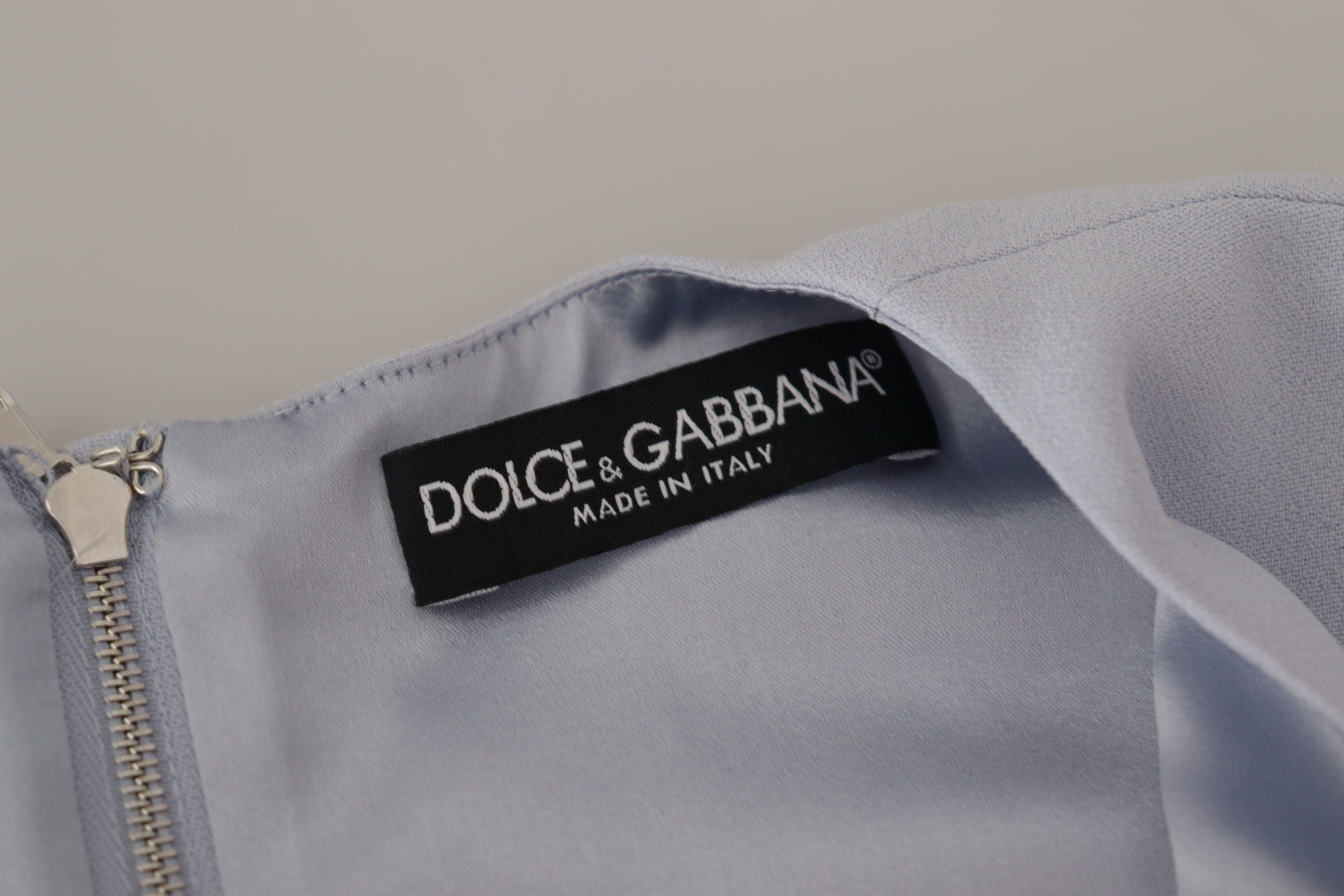 Dolce & Gabbana Blue Floral Applique Midi Viscose Women's Dress