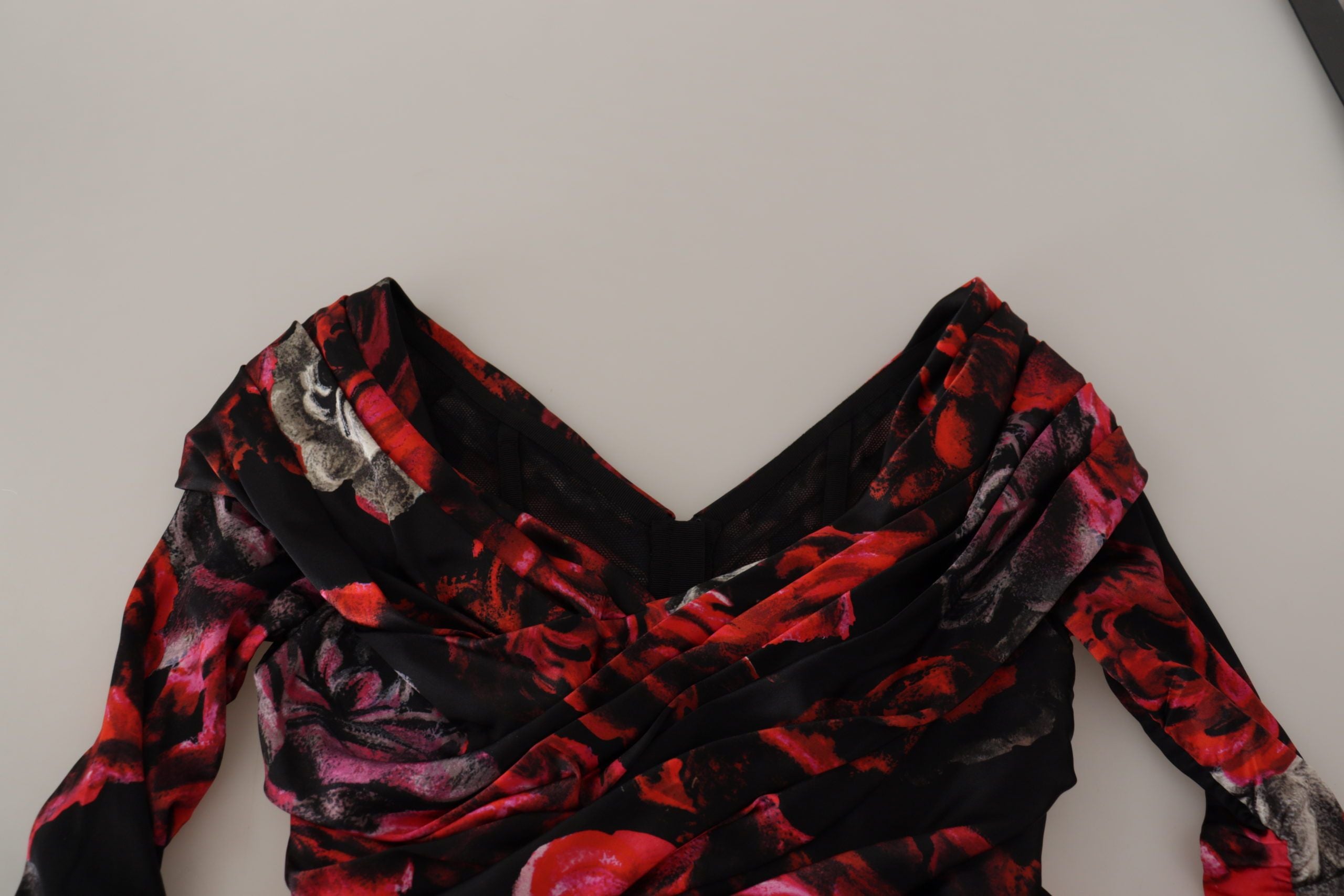 Dolce & Gabbana Black Floral Roses A-Line Sheath Gown Women's Dress