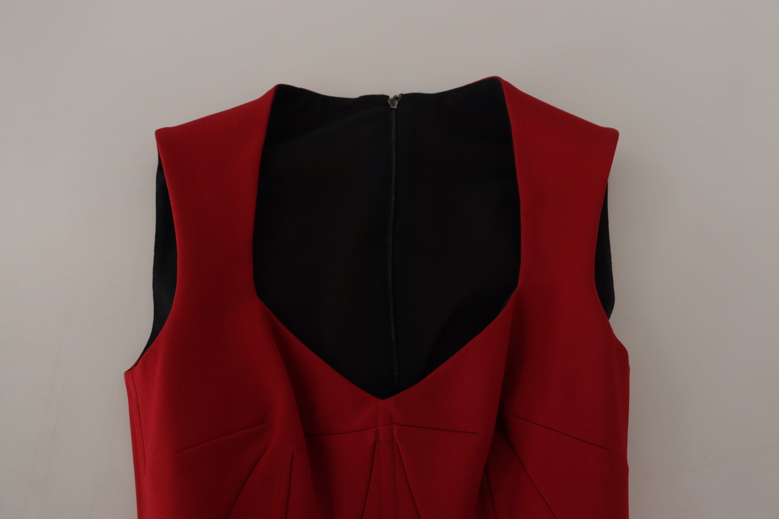 Dolce & Gabbana Red Sweetheart Neck Bodycon Midi Women's Dress