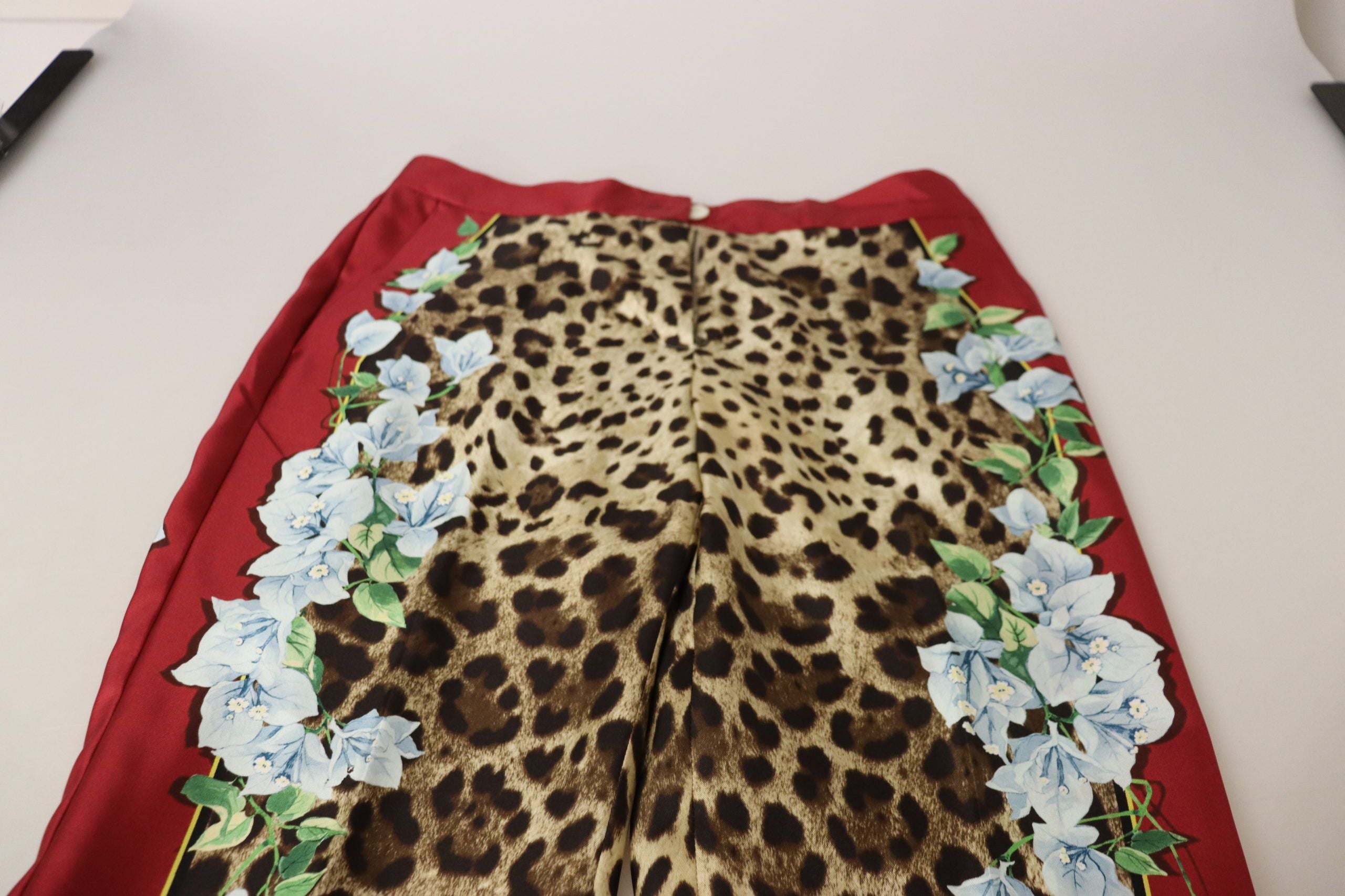 Dolce & Gabbana Multicolor Leopard Flora Printed Mid Waist Trouser Women's Pants
