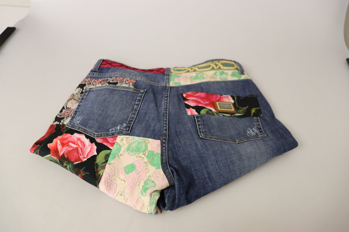 Dolce & Gabbana Blue Patchwork High Waist Denim Women's Jeans