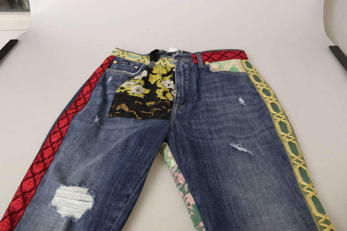 Dolce & Gabbana Blue Patchwork High Waist Denim Women's Jeans