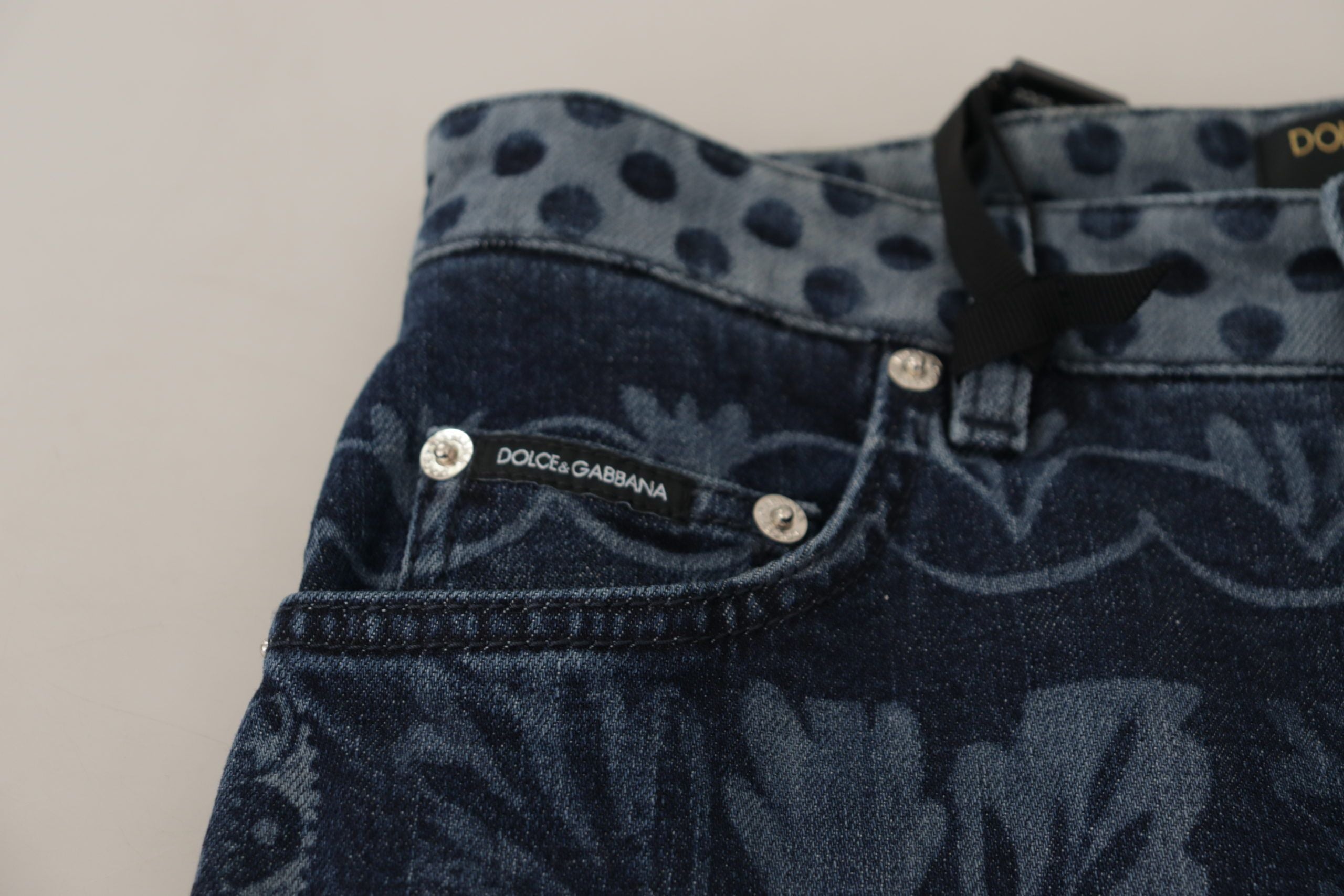 Dolce & Gabbana Blue Floral High Waist Skinny Denim Women's Jeans
