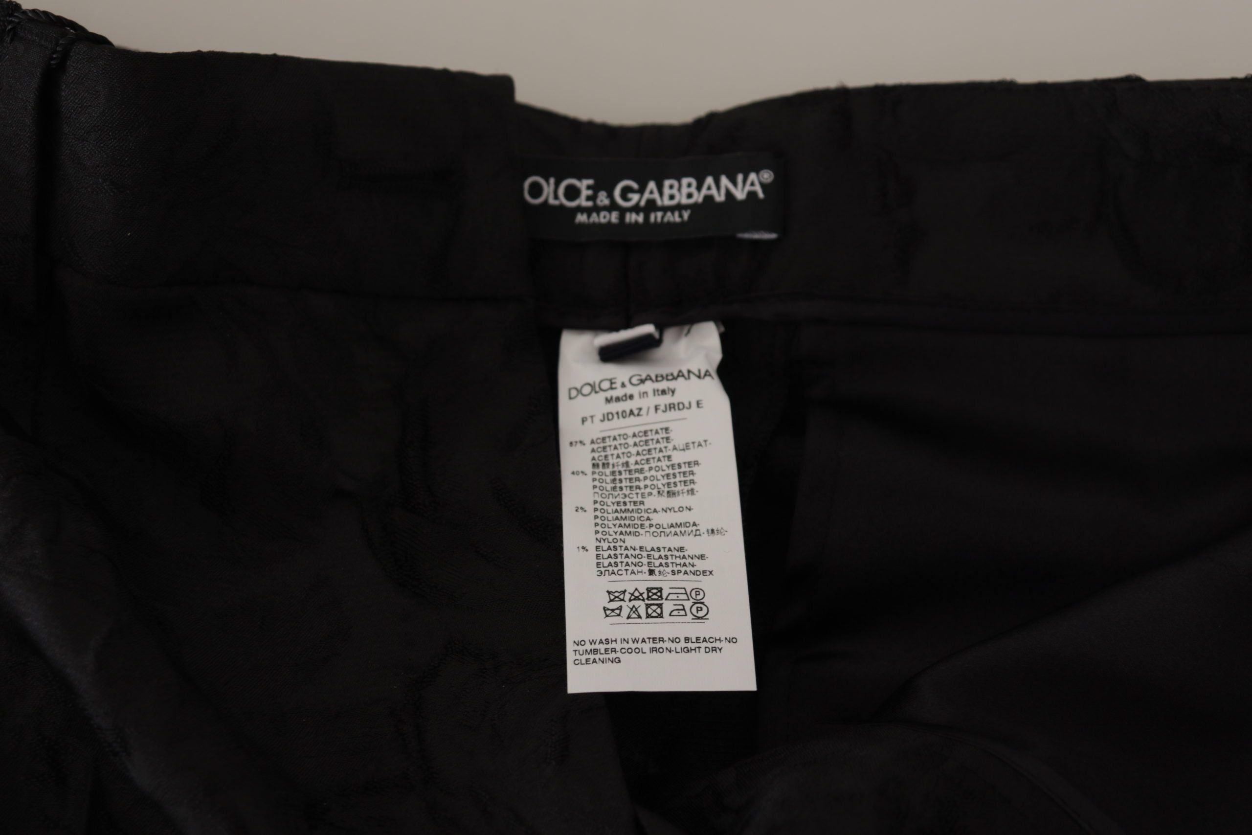 Dolce & Gabbana Black Brocade Cropped High Waist Women's Pants