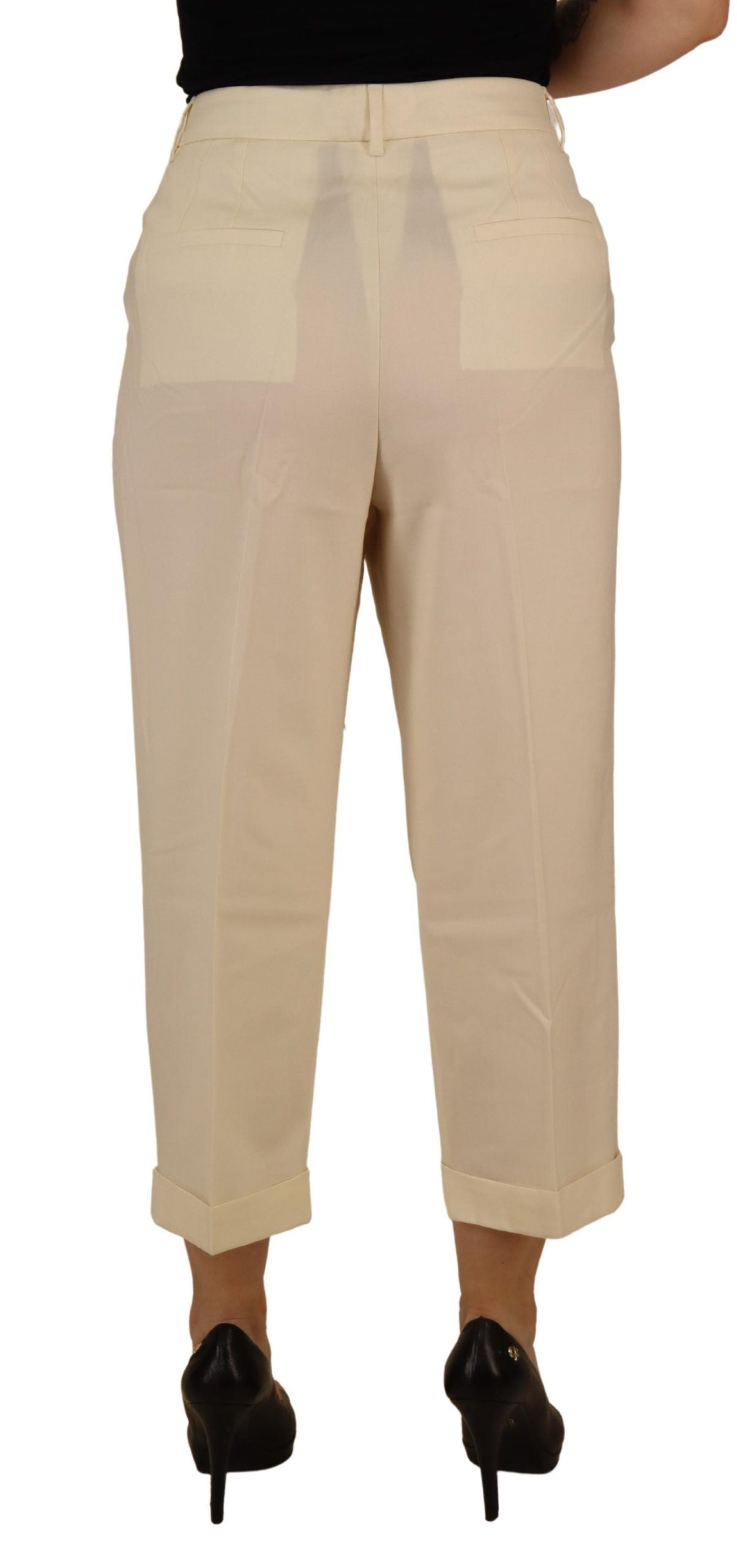 Dolce & Gabbana Elegant Ivory High-Waist Wool Women's Pants