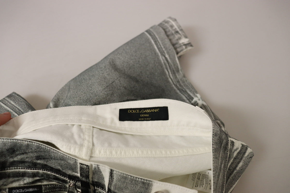 Dolce & Gabbana Grey Washed High Waist Denim Pants Cotton Women's Jeans