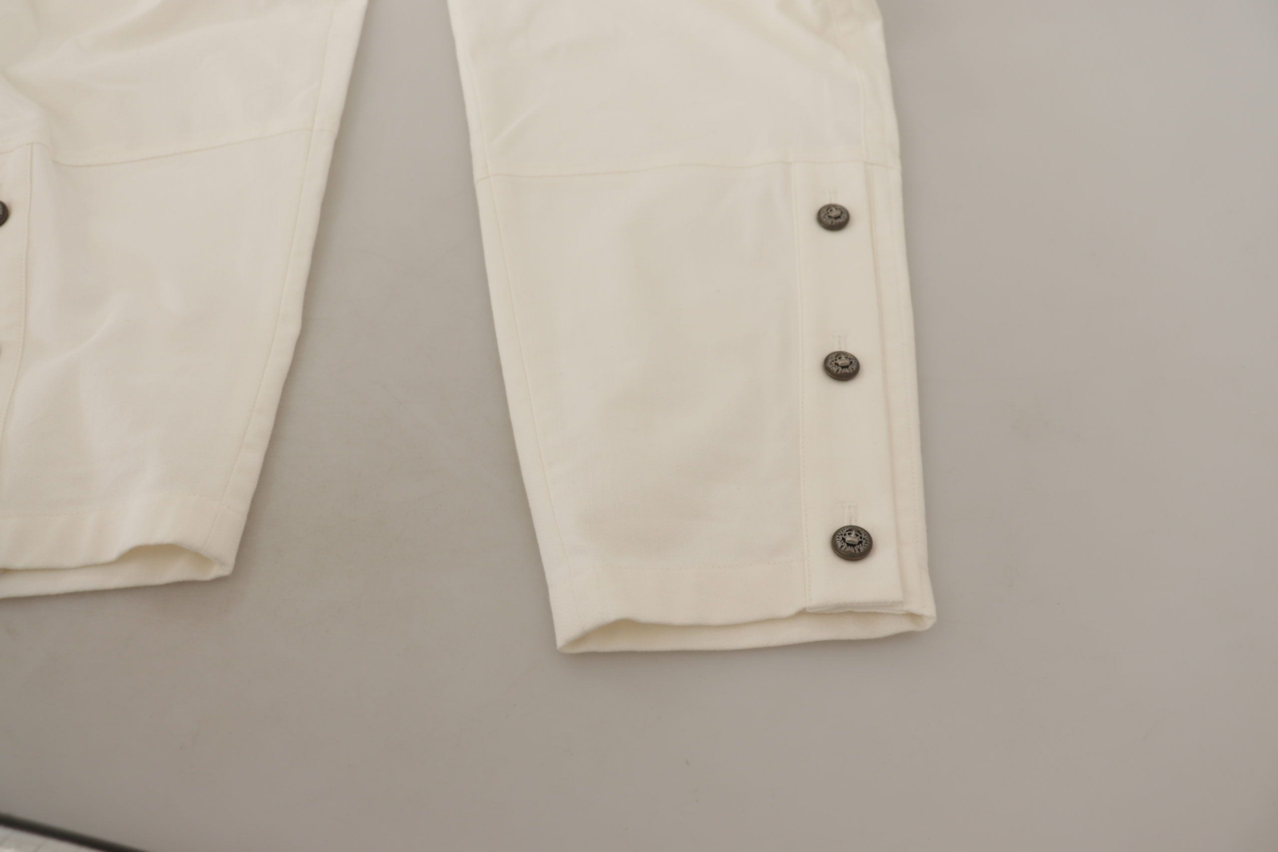 Dolce & Gabbana White High Waist Tapered Women Cotton Women's Pants