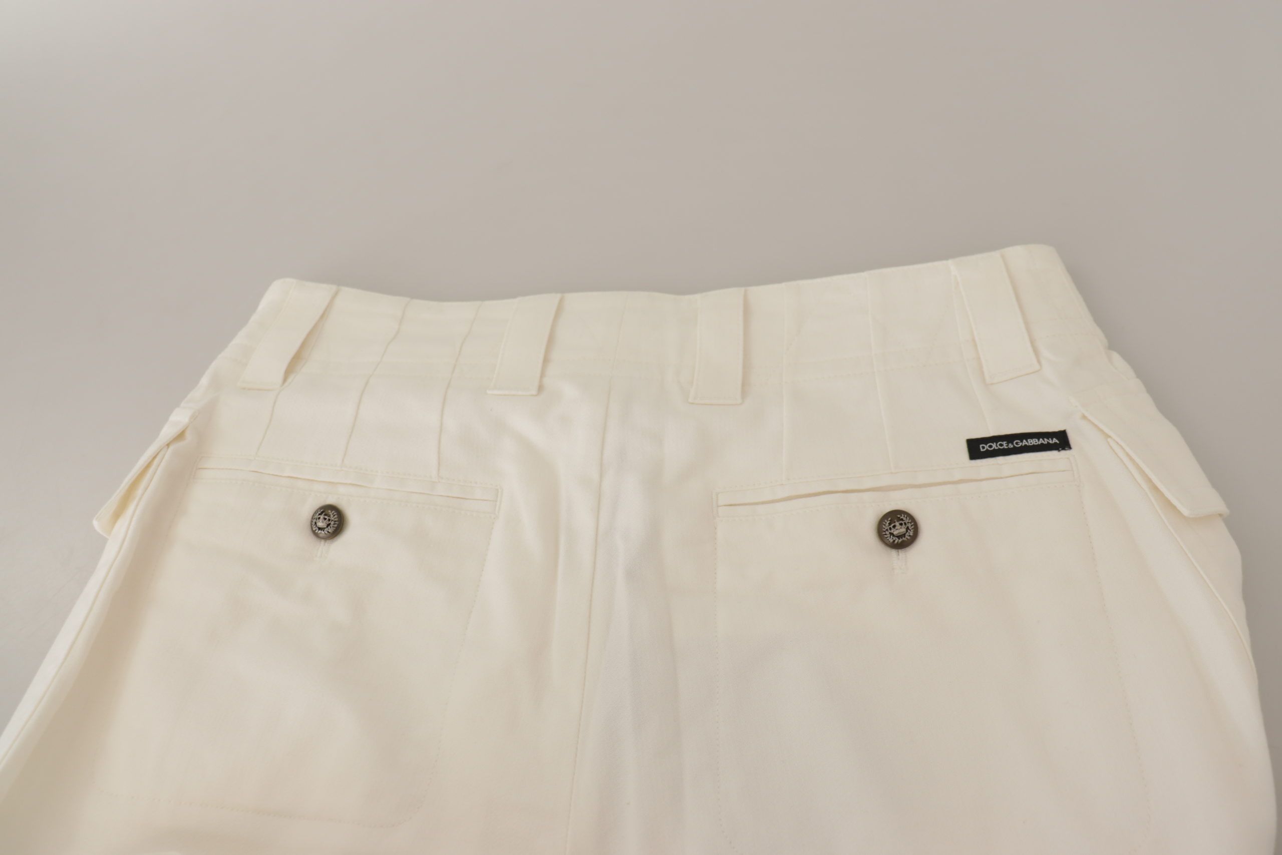 Dolce & Gabbana White High Waist Tapered Women Cotton Women's Pants
