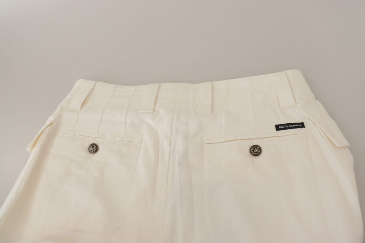Dolce & Gabbana White High Waist Tapered Women Cotton Women's Pants