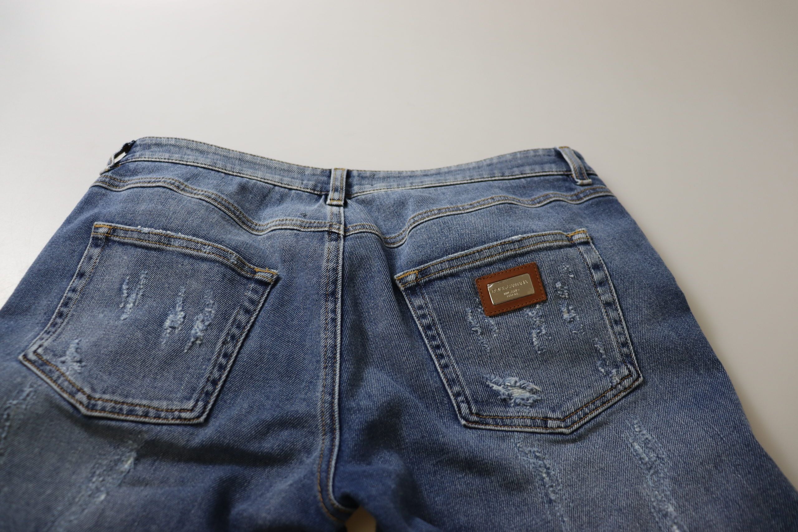 Dolce & Gabbana Blue Washed Cotton Skinny Low Waist Denim Women's Jeans