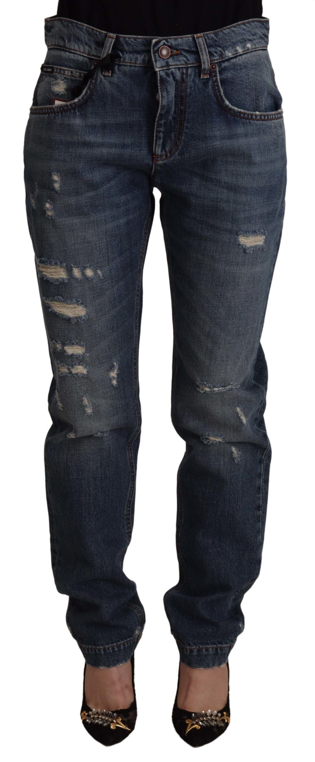 Dolce & Gabbana Chic Boyfriend Cut Mid Waist Denim Women's Jeans