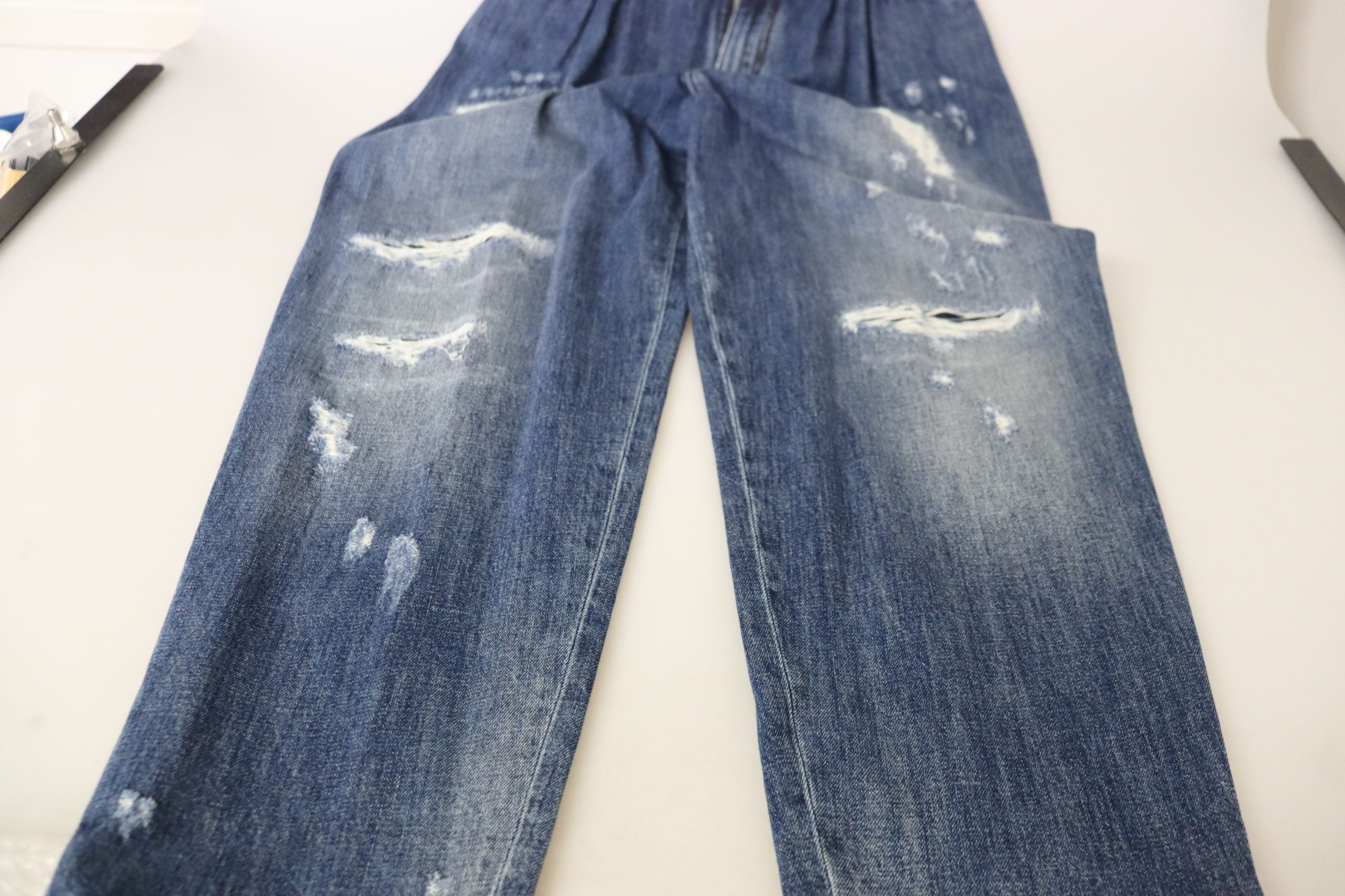 Dolce & Gabbana Blue Washed High Waist Loose Fit Women's Pants