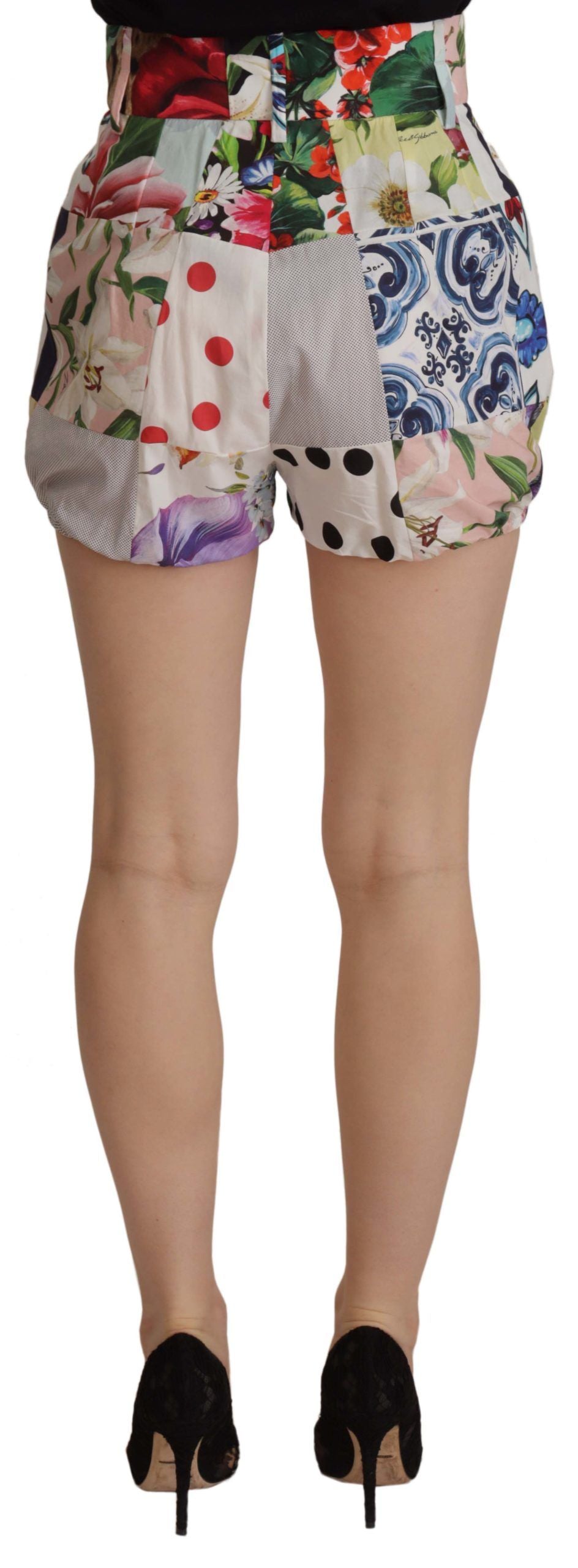 Dolce & Gabbana Multicolor Patchwork High Waist Cotton Women's Shorts