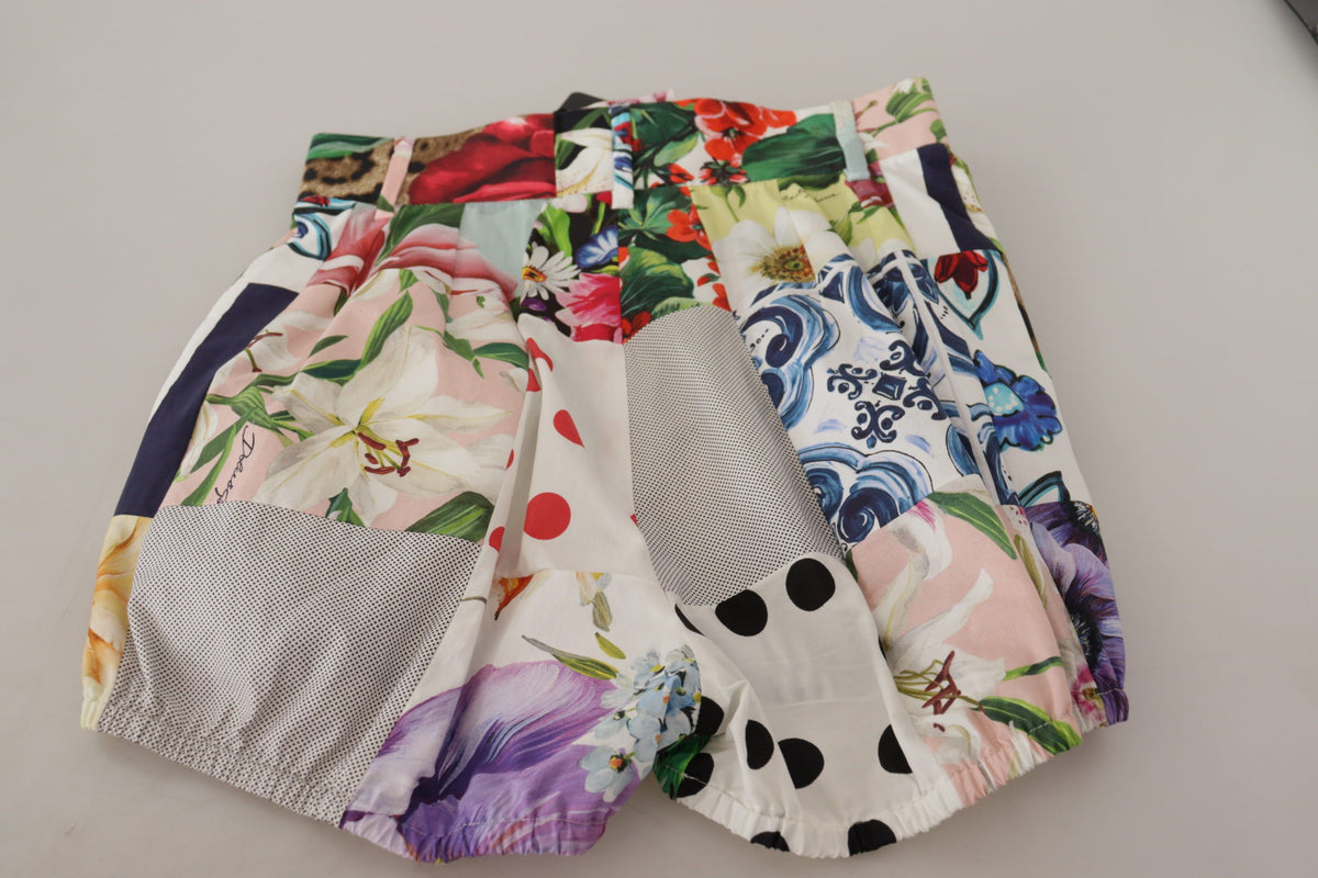 Dolce & Gabbana Multicolor Patchwork High Waist Cotton Women's Shorts