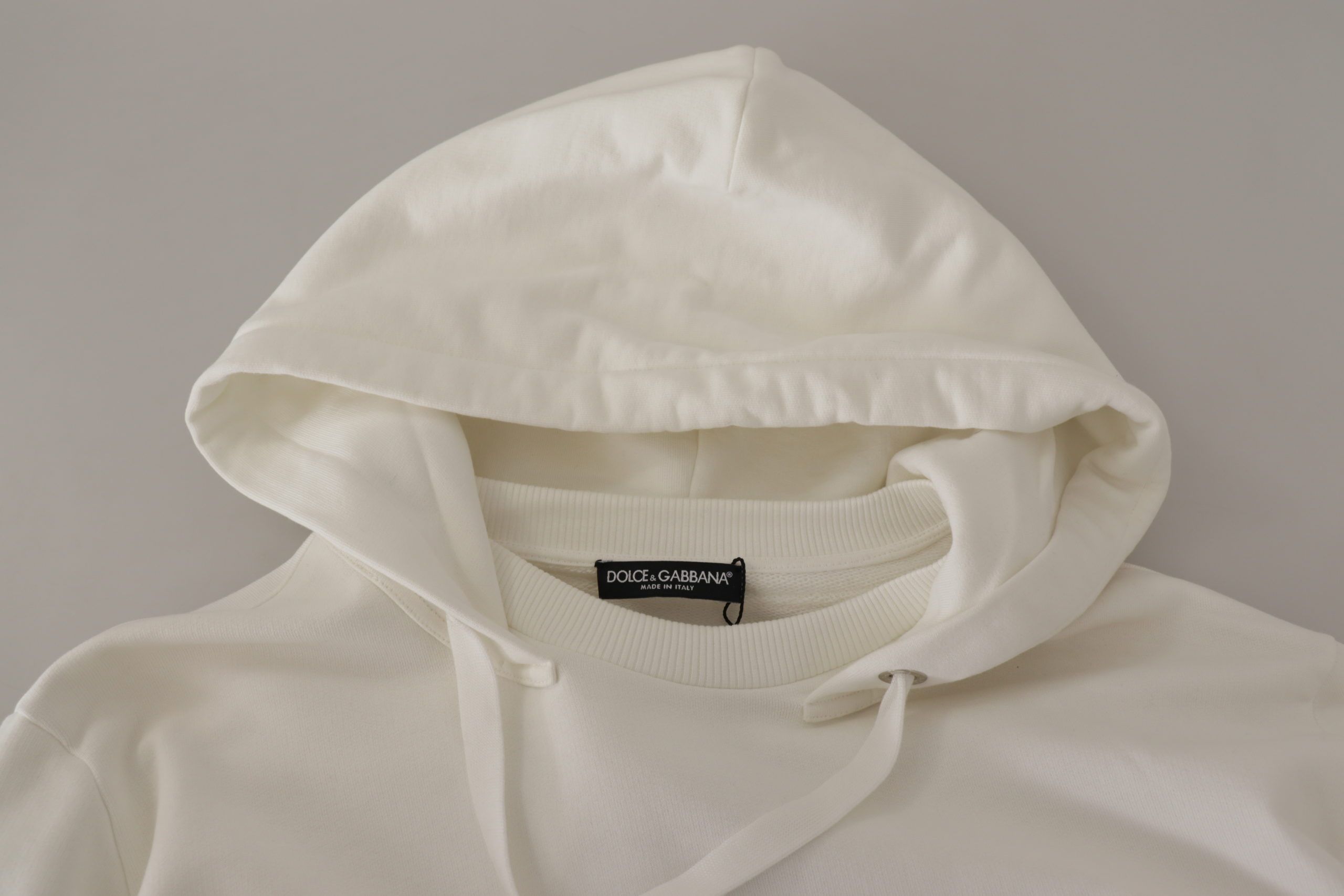Dolce & Gabbana White Hoodie Pullover Embroidered Women's Sweater