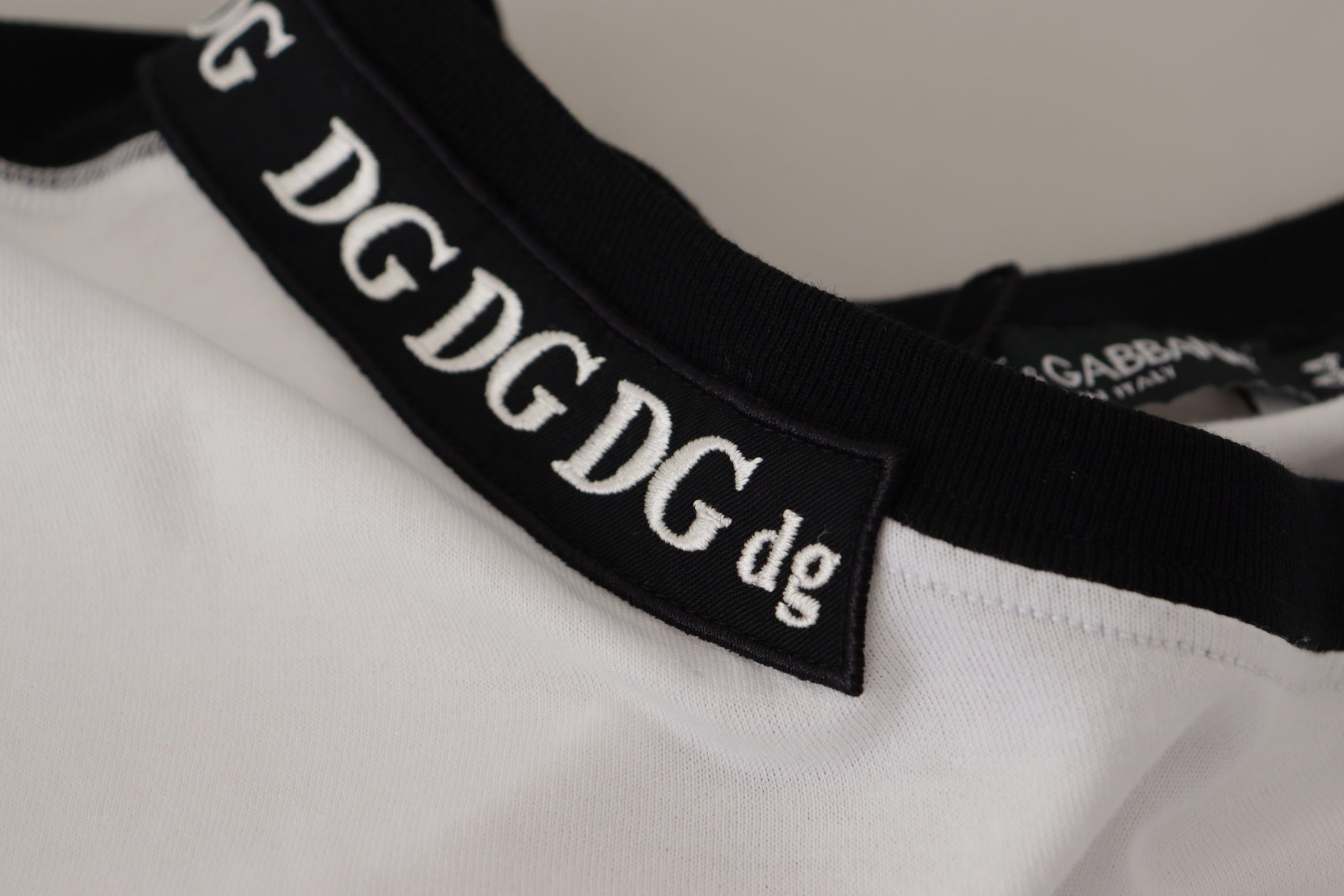 Dolce & Gabbana White Slogan Print Round Neck Cotton Women's T-shirt