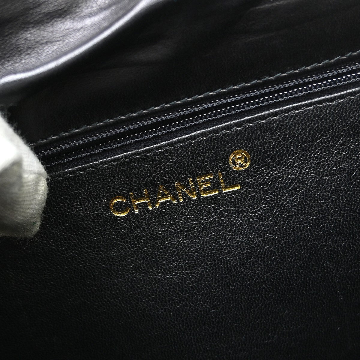 Chanel Vintage Cc Envelope Chain Flap Lambskin Black Leather Shoulder Bag Bag (Pre-Owned)