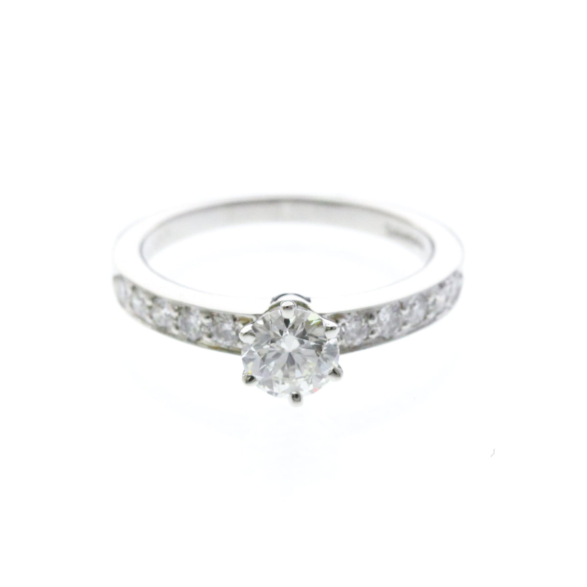 Tiffany & Co. Solitaire Ring With Channel Set Band Platinum With Rbc Diamond F/Vs1 Silver Platinum Ring Jewelry (Pre-Owned)