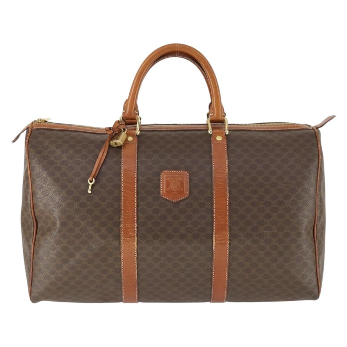 Celine Vintage Macadam Boston Canvas Brown Pvc Travel Bag Bag (Pre-Owned)