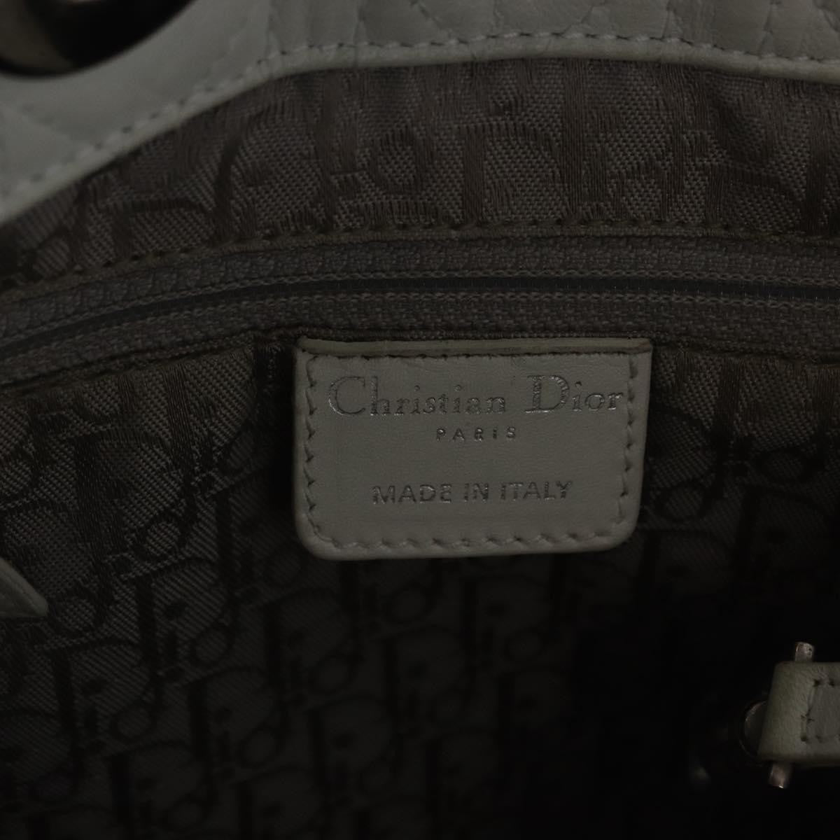 Christian Dior Lady Dior Cannage Quilt Calfskin White Leather Handbag (Pre-Owned)