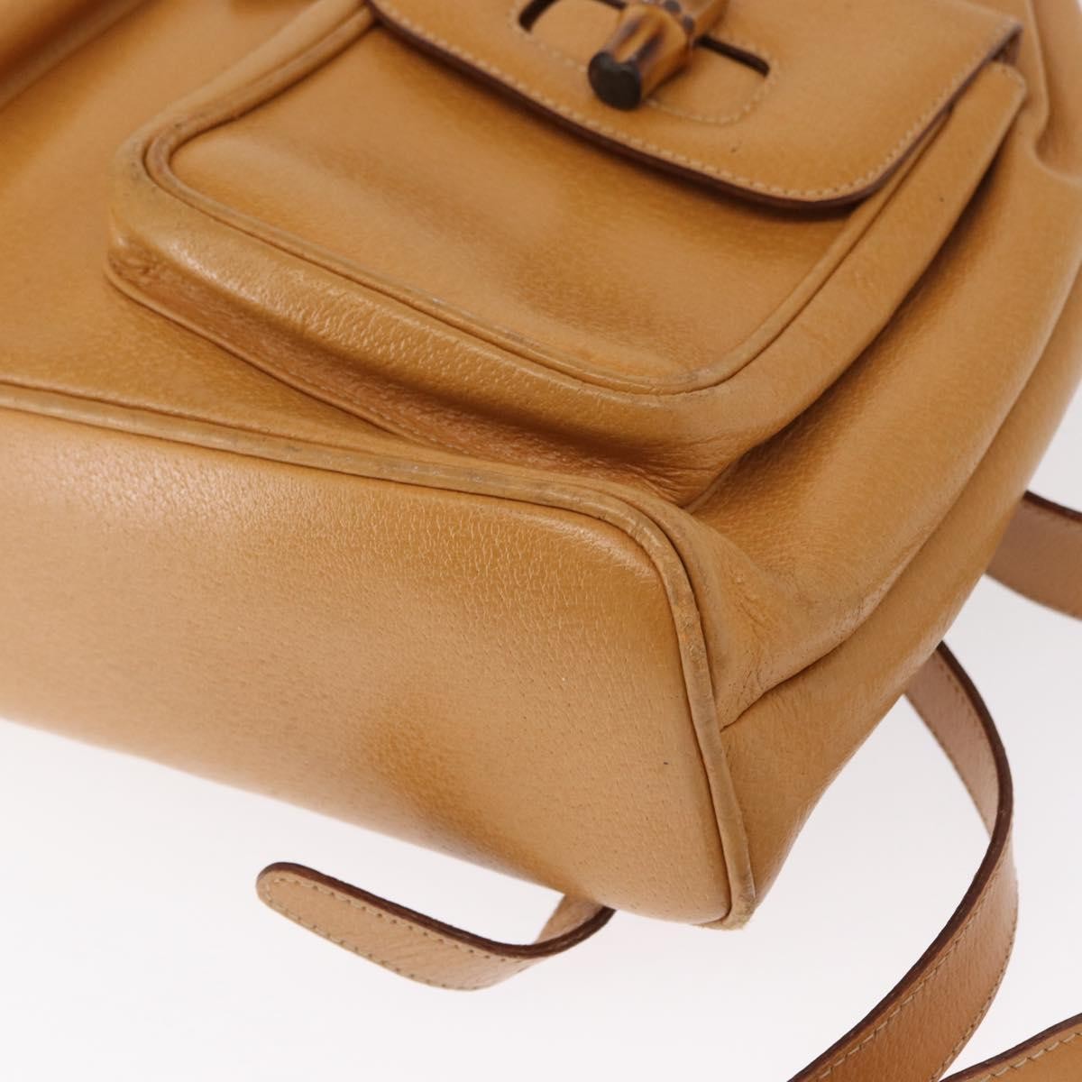 Gucci Vintage Bamboo Leather Brown Leather Backpack Bag (Pre-Owned)