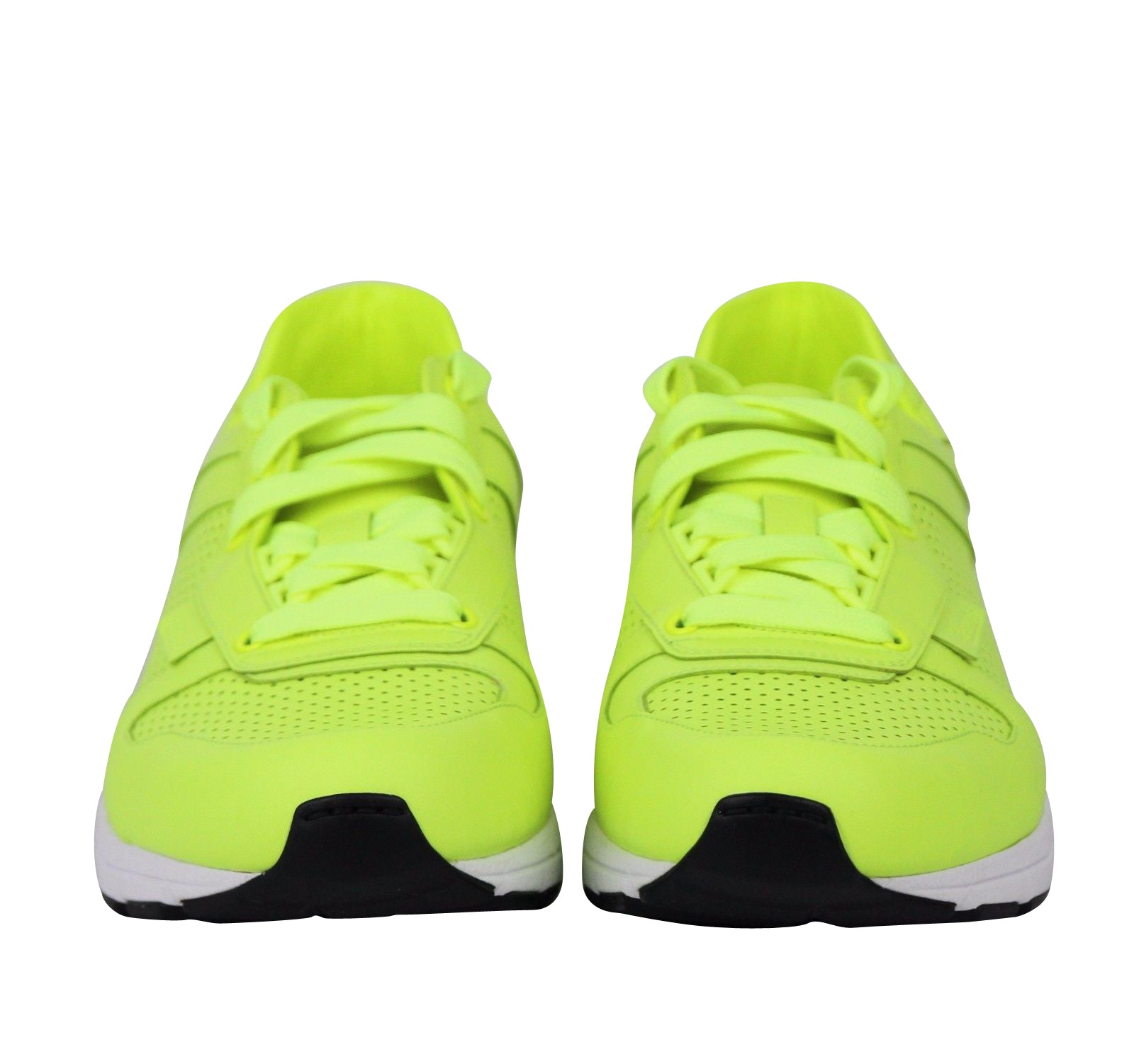 Gucci Men's Lace Up Neon Yellow Leather Running Sneakers
