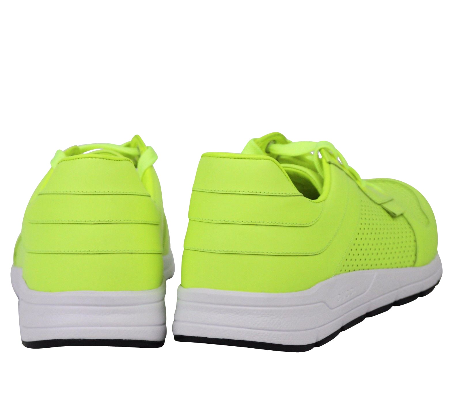 Gucci Men's Lace Up Neon Yellow Leather Running Sneakers