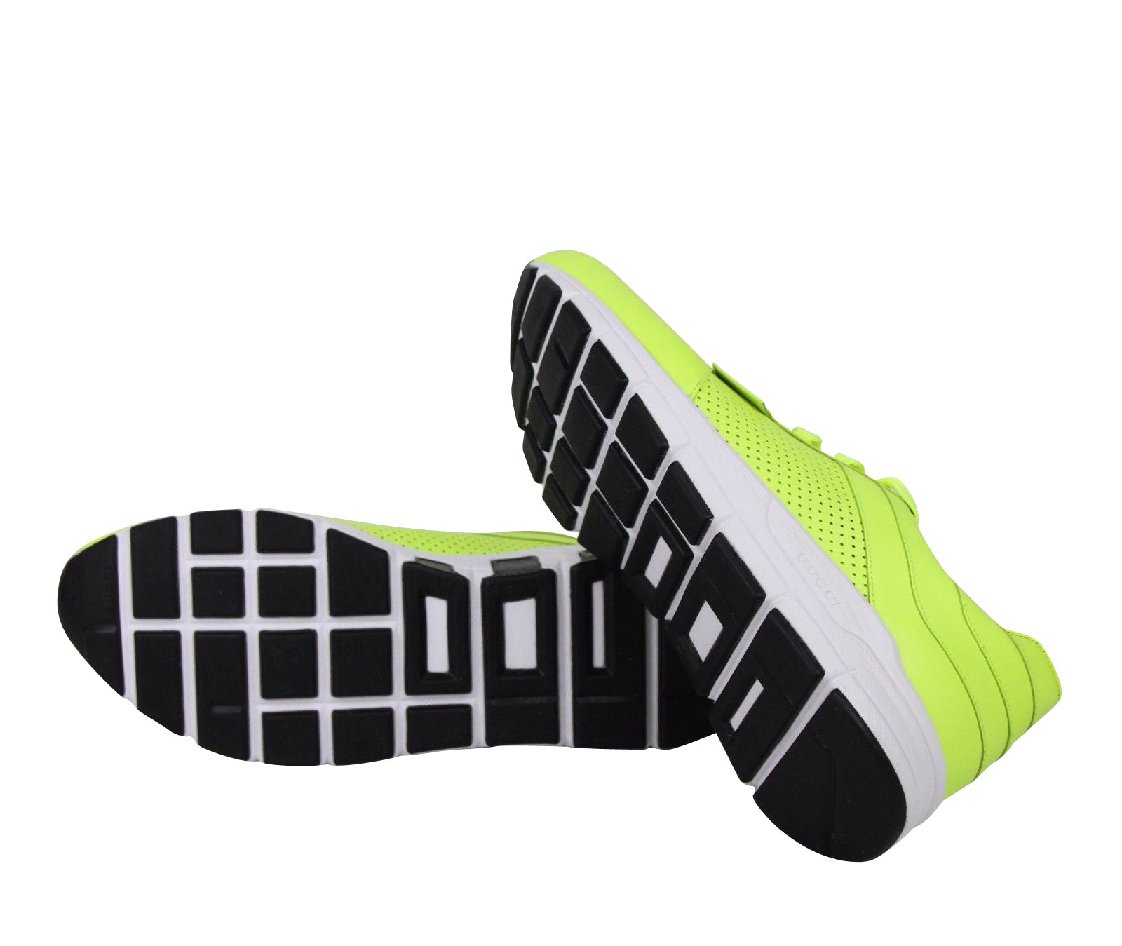 Gucci Men's Lace Up Neon Yellow Leather Running Sneakers