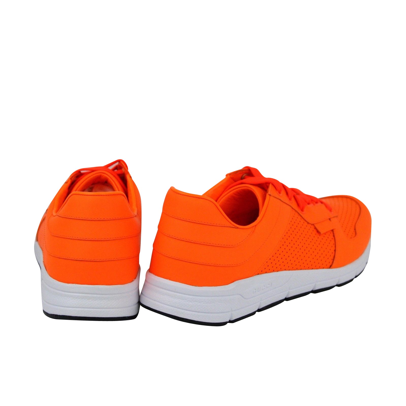Gucci Men's Running Neon Orange Leather Lace up Sneakers