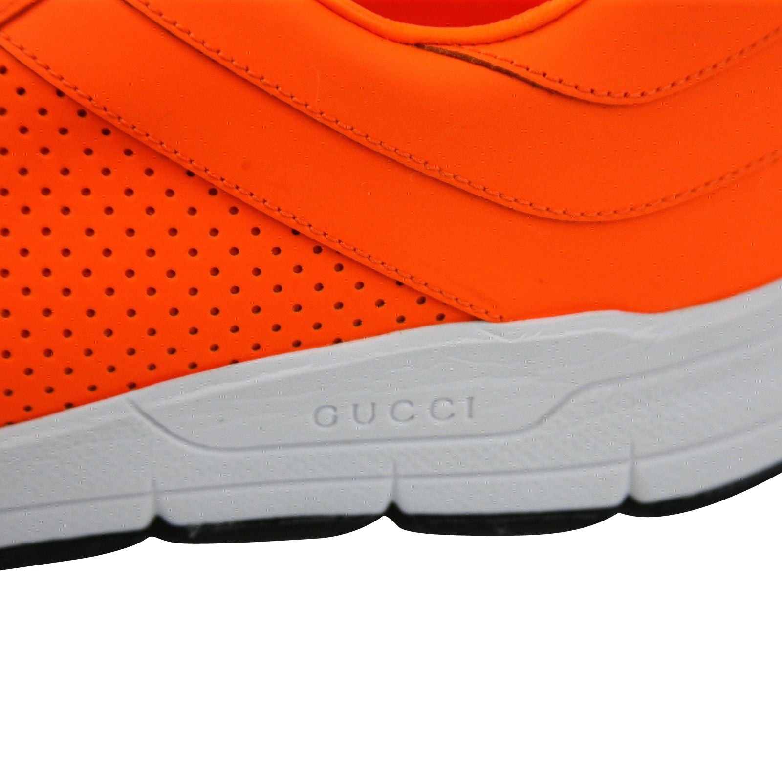 Gucci Men's Running Neon Orange Leather Lace up Sneakers