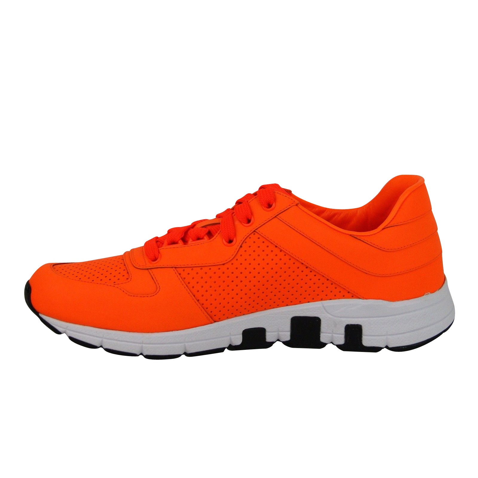 Gucci Men's Running Neon Orange Leather Lace up Sneakers