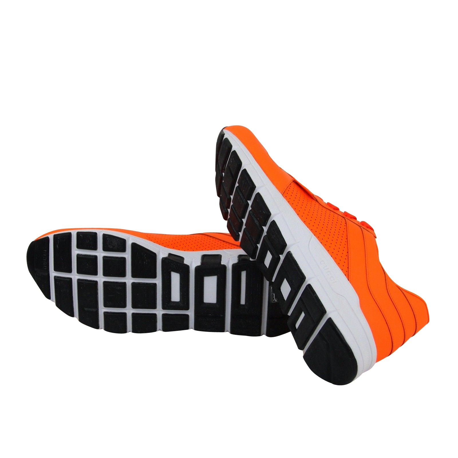 Gucci Men's Running Neon Orange Leather Lace up Sneakers