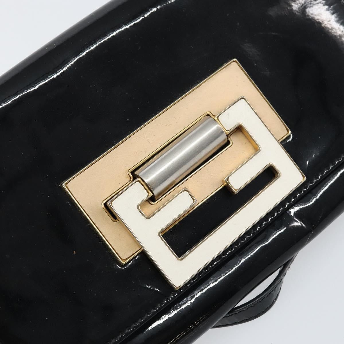 Fendi Vintage Enamel Black Patent_Leather Shoulder Bag Bag (Pre-Owned)