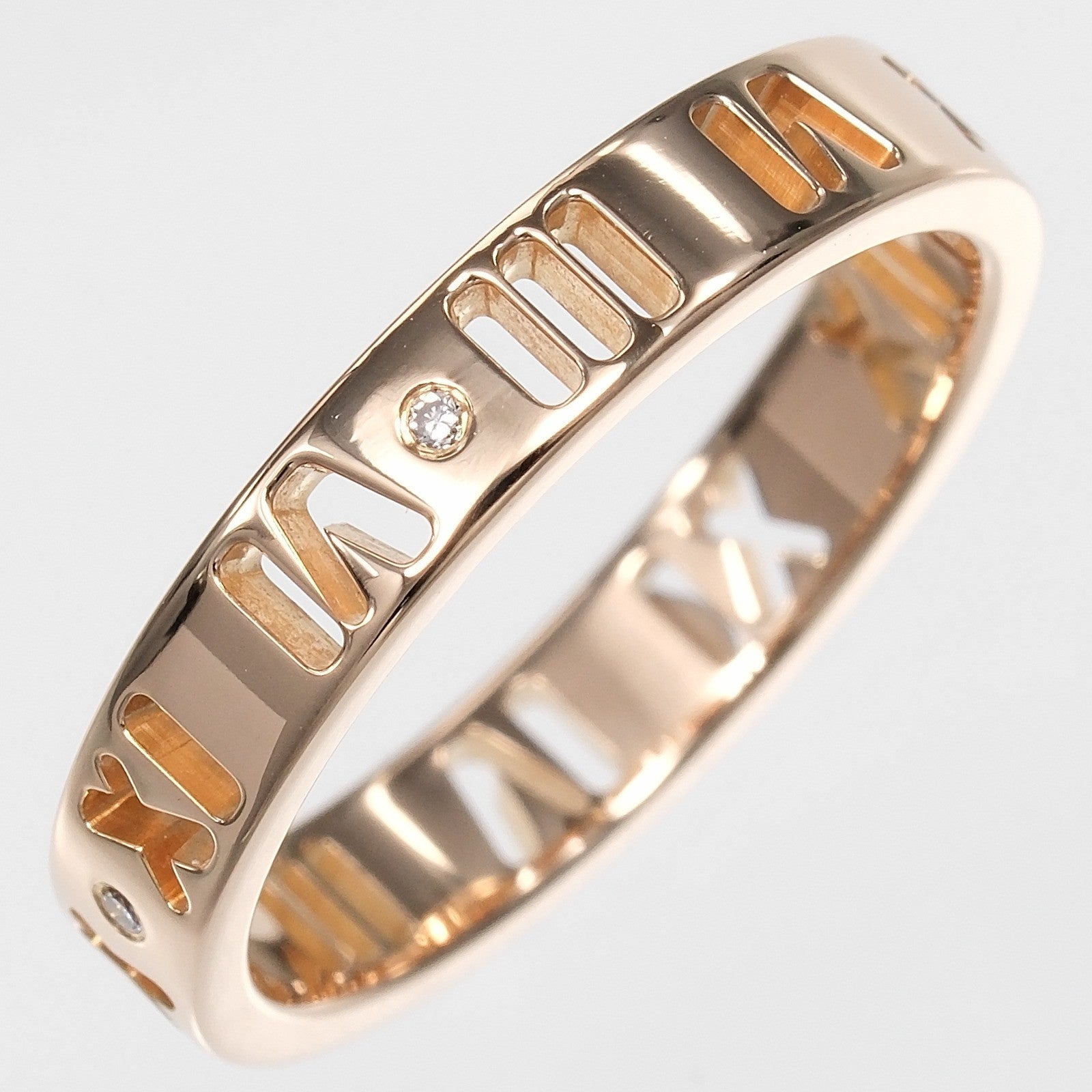 Tiffany & Co. Atlas Pierced 18K Yellow Gold And Diamonds Gold Yellow_Gold Ring Jewelry (Pre-Owned)