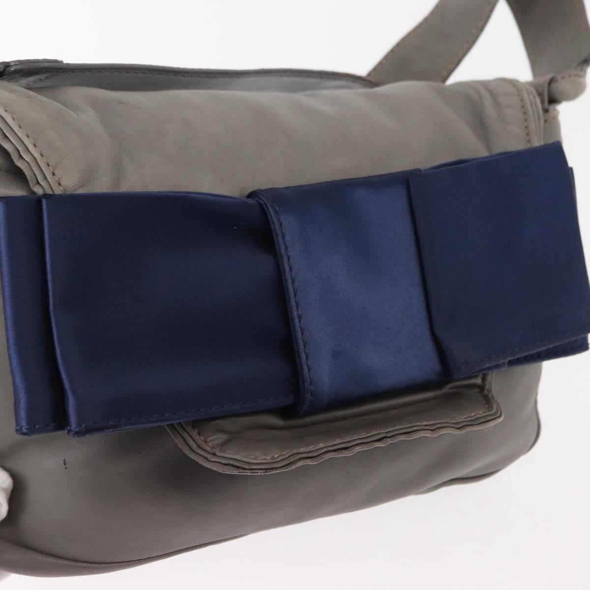 Chloe Vintage Flap Leather Gray Leather Shoulder Bag Bag (Pre-Owned)