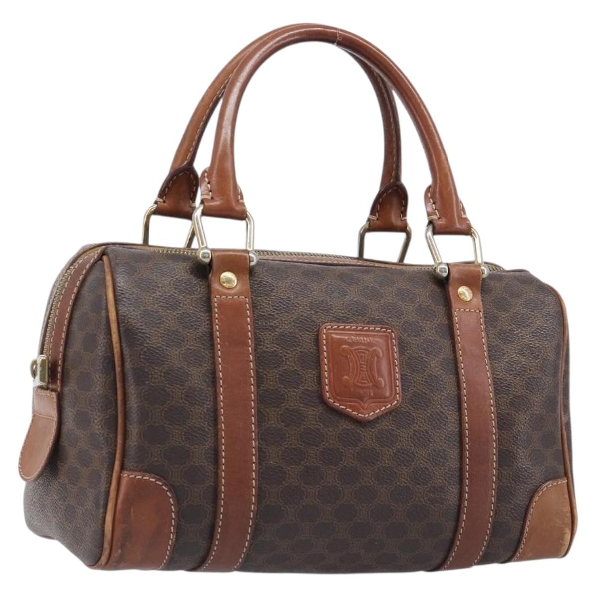 Celine Boston Triomphe Coated Canvas Brown Pvc Handbag (Pre-Owned)