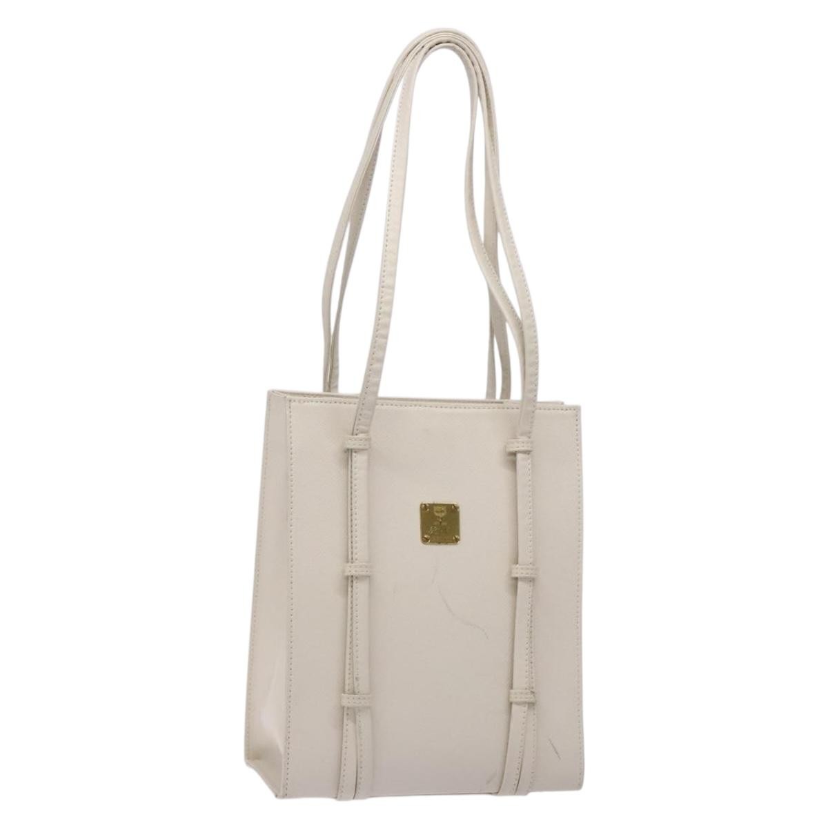 MCM Vintage Leather White Leather Shoulder Bag Bag (Pre-Owned)