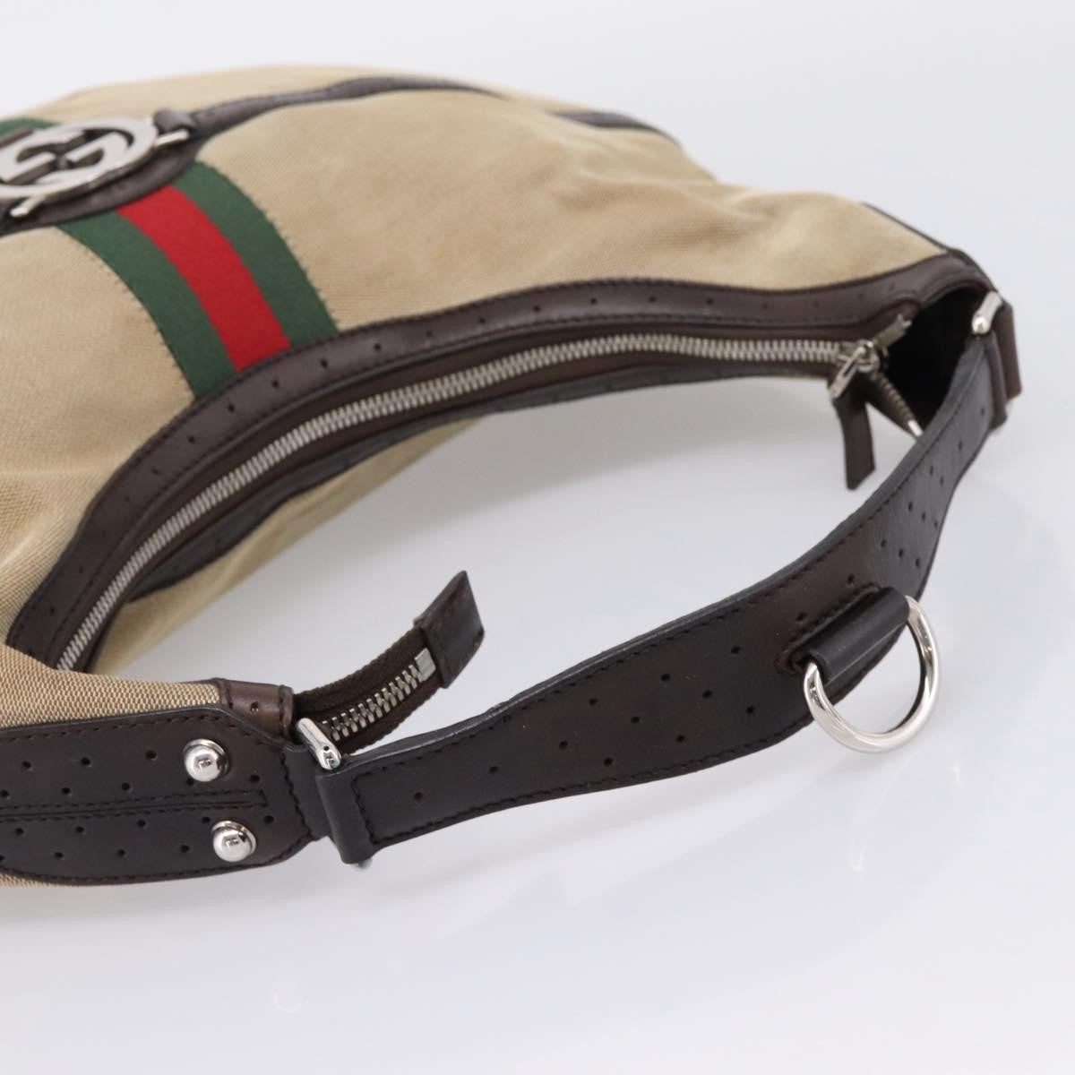 Gucci Reins Web Hobo Canvas Beige Canvas Shoulder Bag Bag (Pre-Owned)