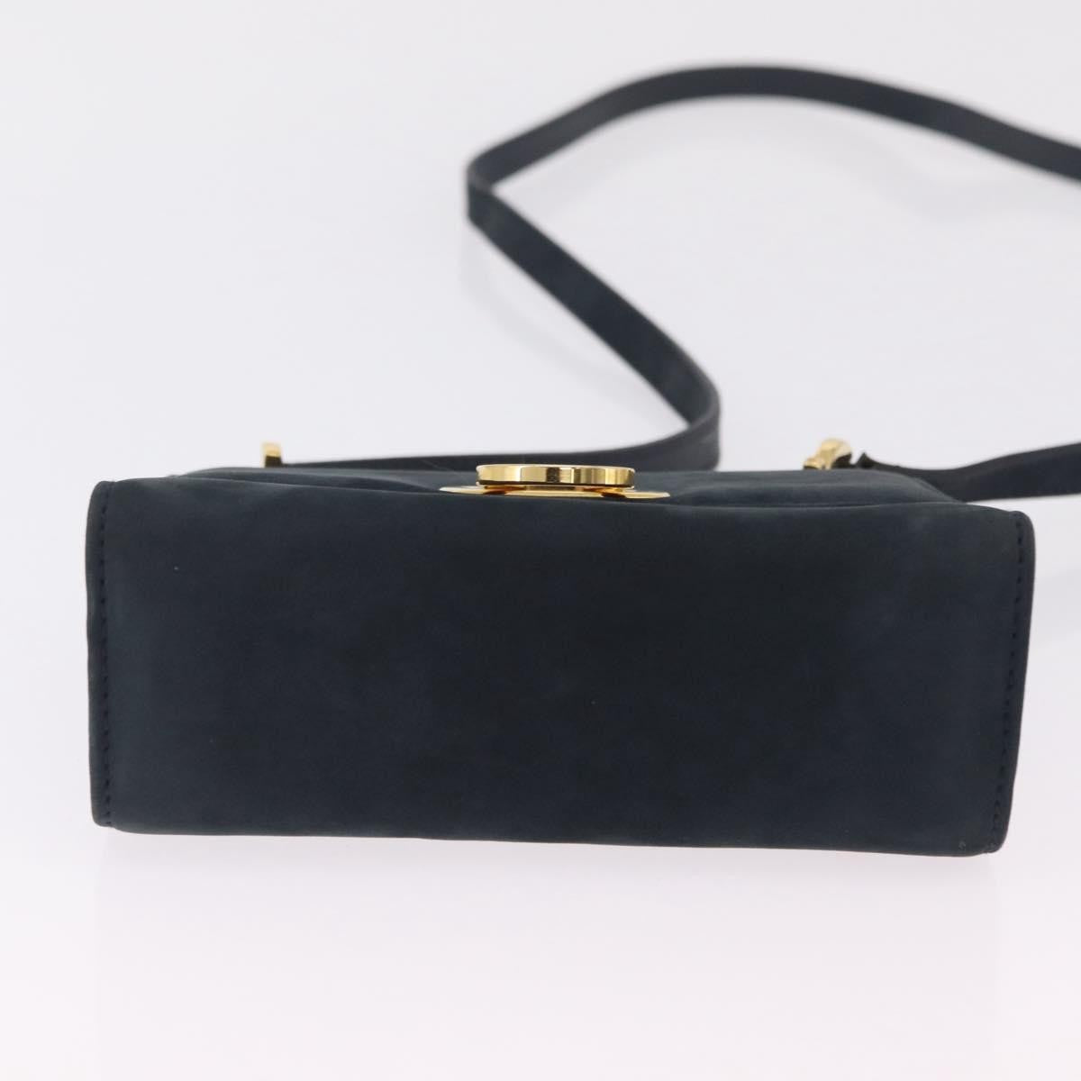 Salvatore Ferragamo Gancini Flap Suede Navy Suede Shoulder Bag Bag (Pre-Owned)