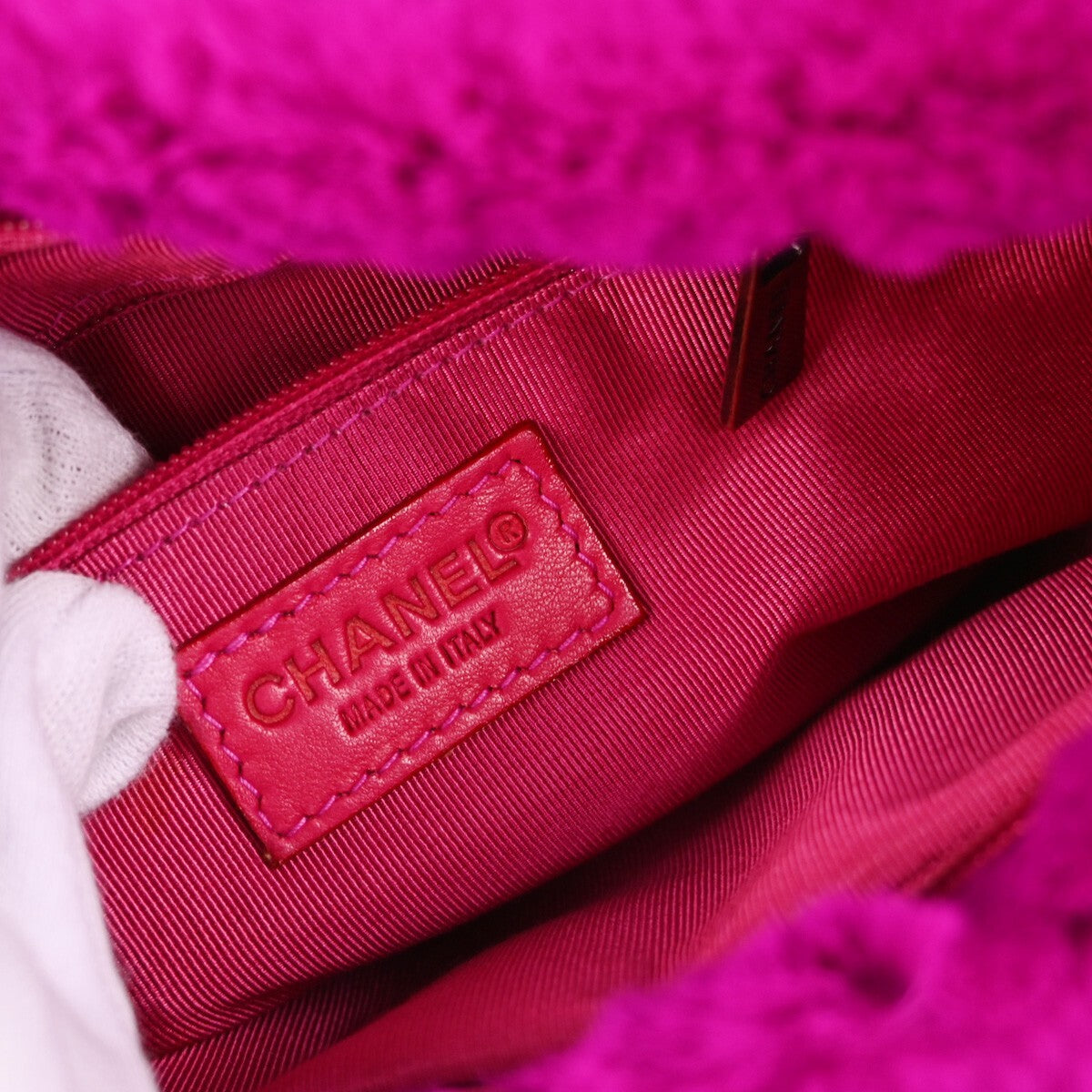 Chanel Vintage Cc Chain Rabbit Fur Purple Fur Shoulder Bag Bag (Pre-Owned)