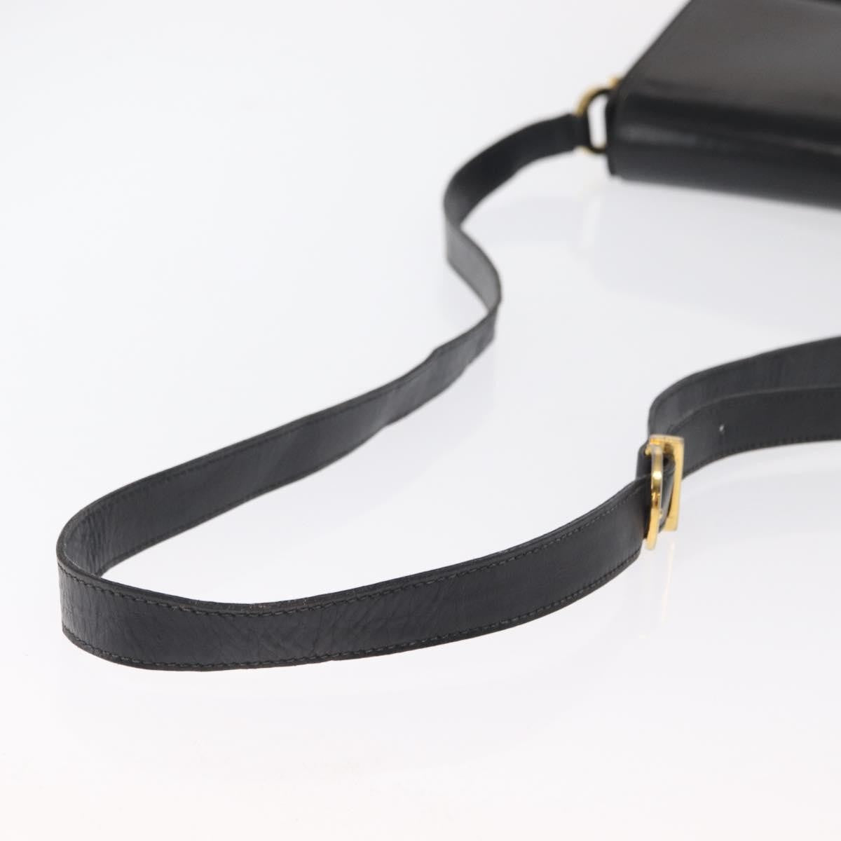 Salvatore Ferragamo Vintage Gancini Flap Leather Black Leather Shoulder Bag Bag (Pre-Owned)
