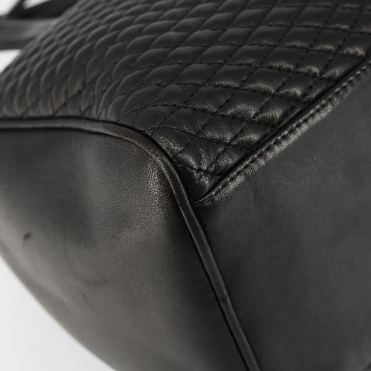 Bally Vintage Quilted Leather Black Leather Handbag (Pre-Owned)